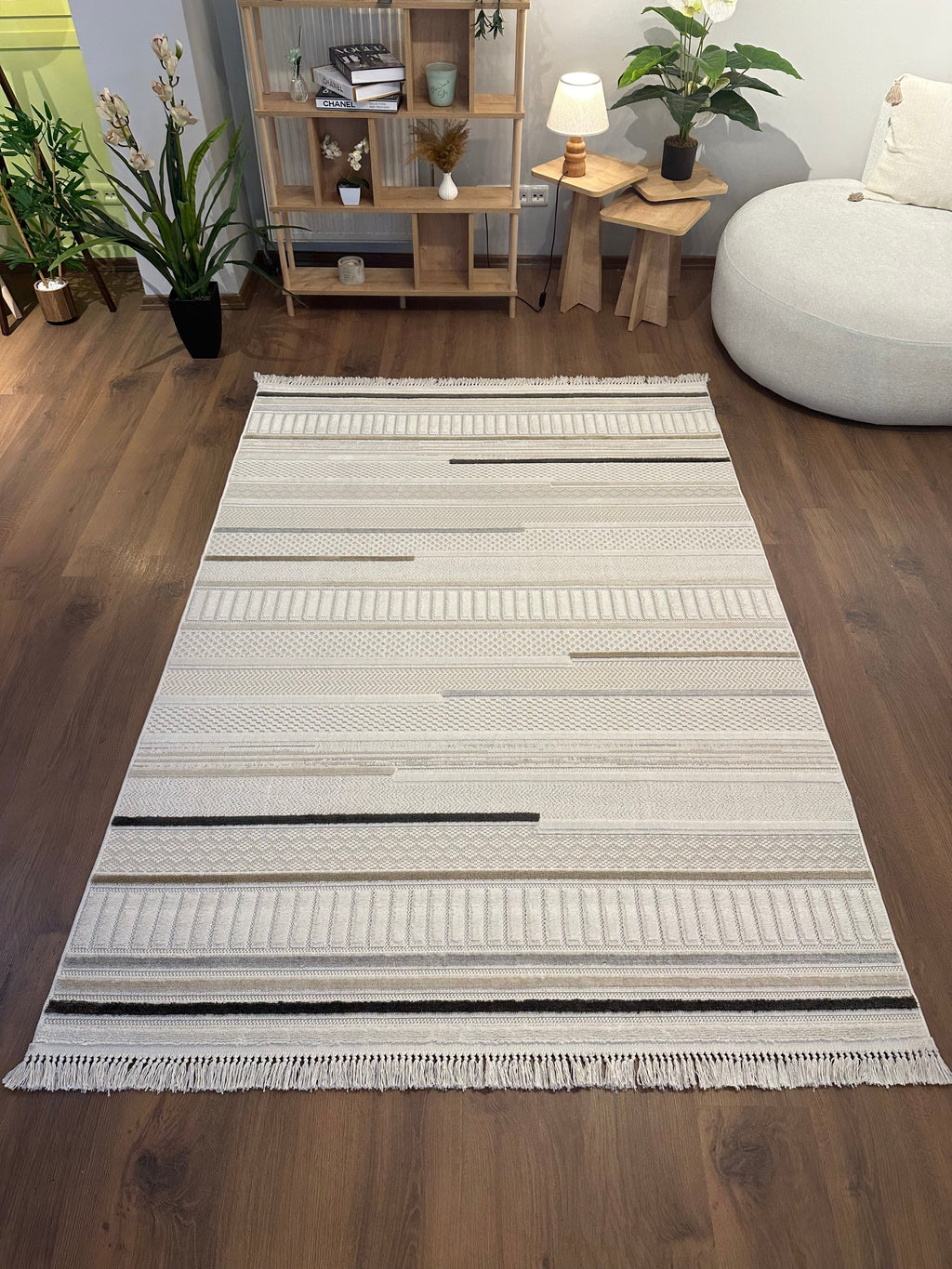 İCON T-PE03-BEJ Modern Geometrik Desenli Salon Koridor Mutfak Halısı