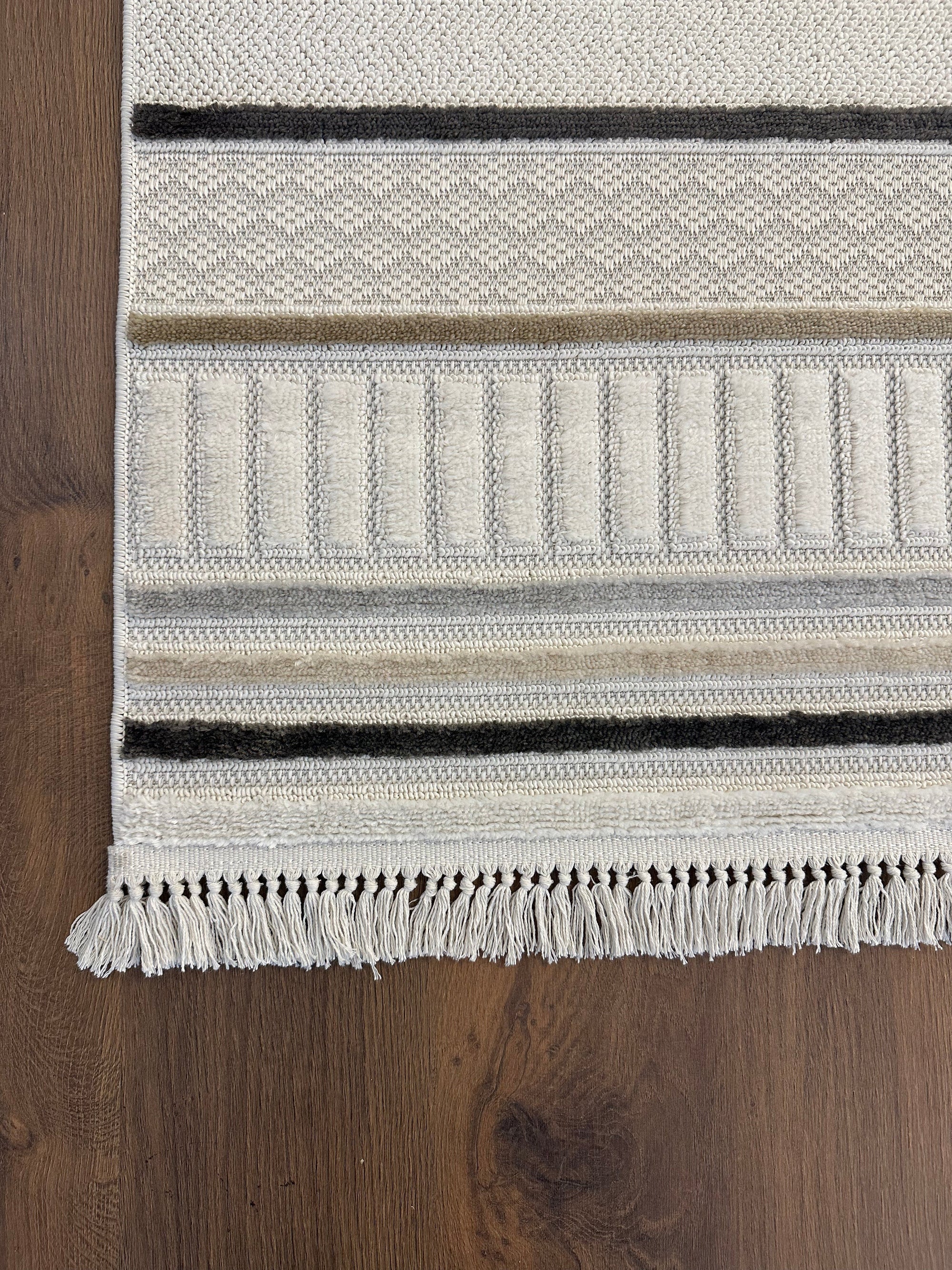 İCON T-PE03-BEJ Modern Geometrik Desenli Salon Koridor Mutfak Halısı