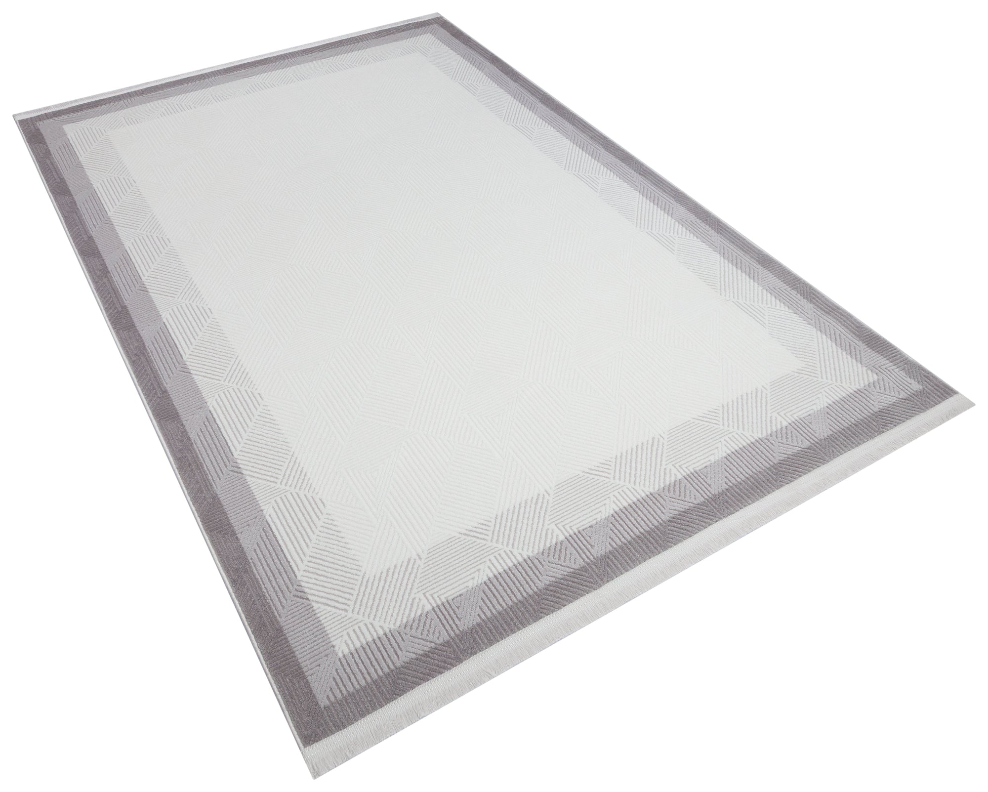 İCON T-OS01 KREM/GRİ  Modern Geometrik Desenli Salon Koridor Mutfak Halısı