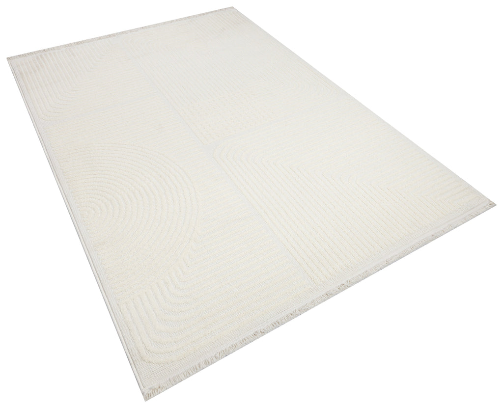İCON T-LP04 KREM KModern Geometrik Desenli Salon Koridor Mutfak Halısı