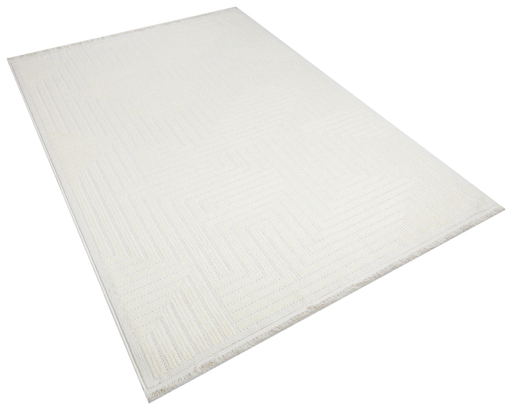 İCON T-LP07 KREM Modern Geometrik Desenli Salon Koridor Mutfak Halısı