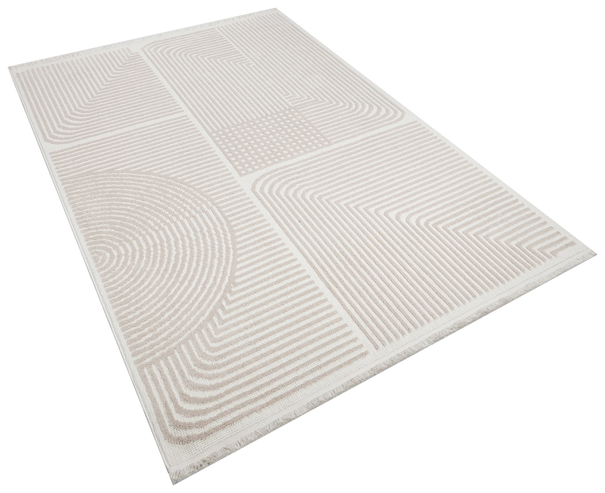 İCON T-LP03 BEJ Modern Geometrik Desenli Salon Koridor Mutfak Halısı