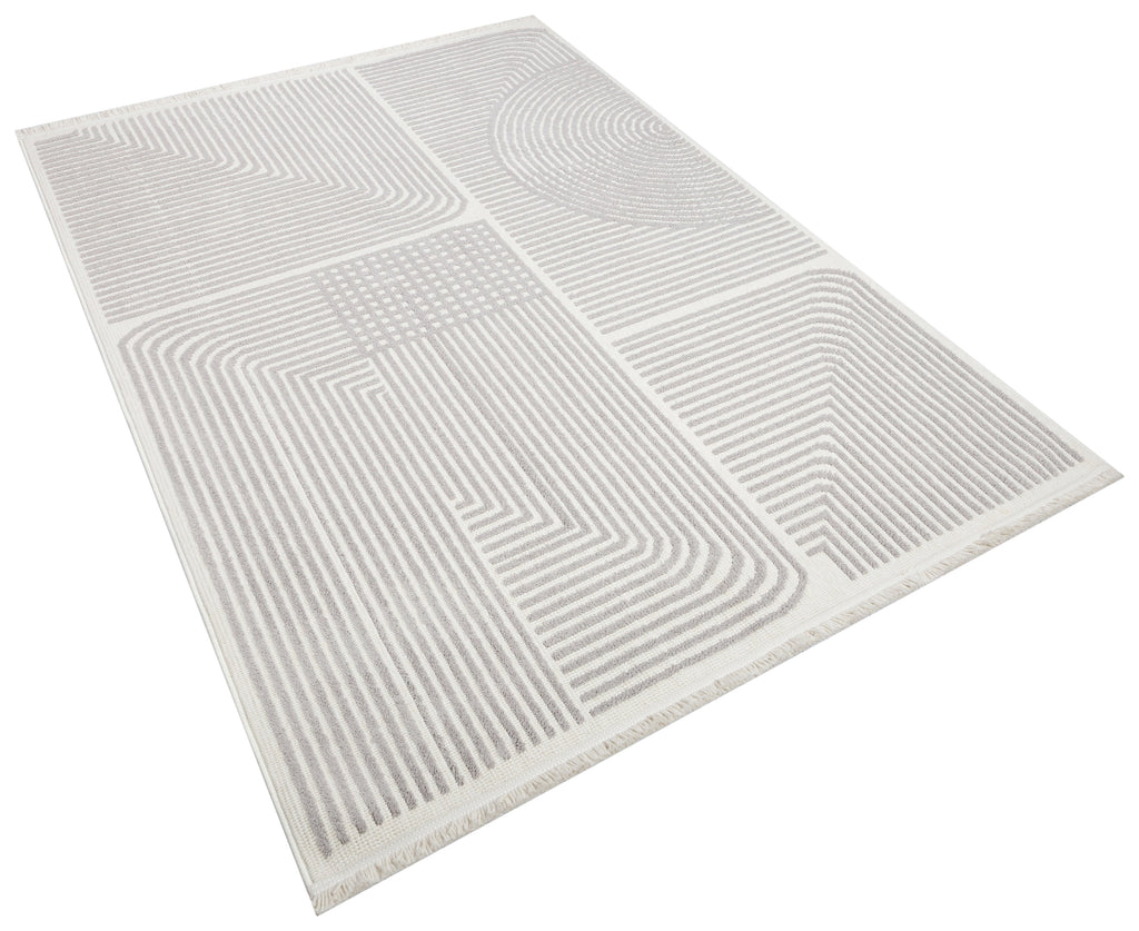 İCON T-LP02 KREM Modern Geometrik Desenli Salon Koridor Mutfak Halısı