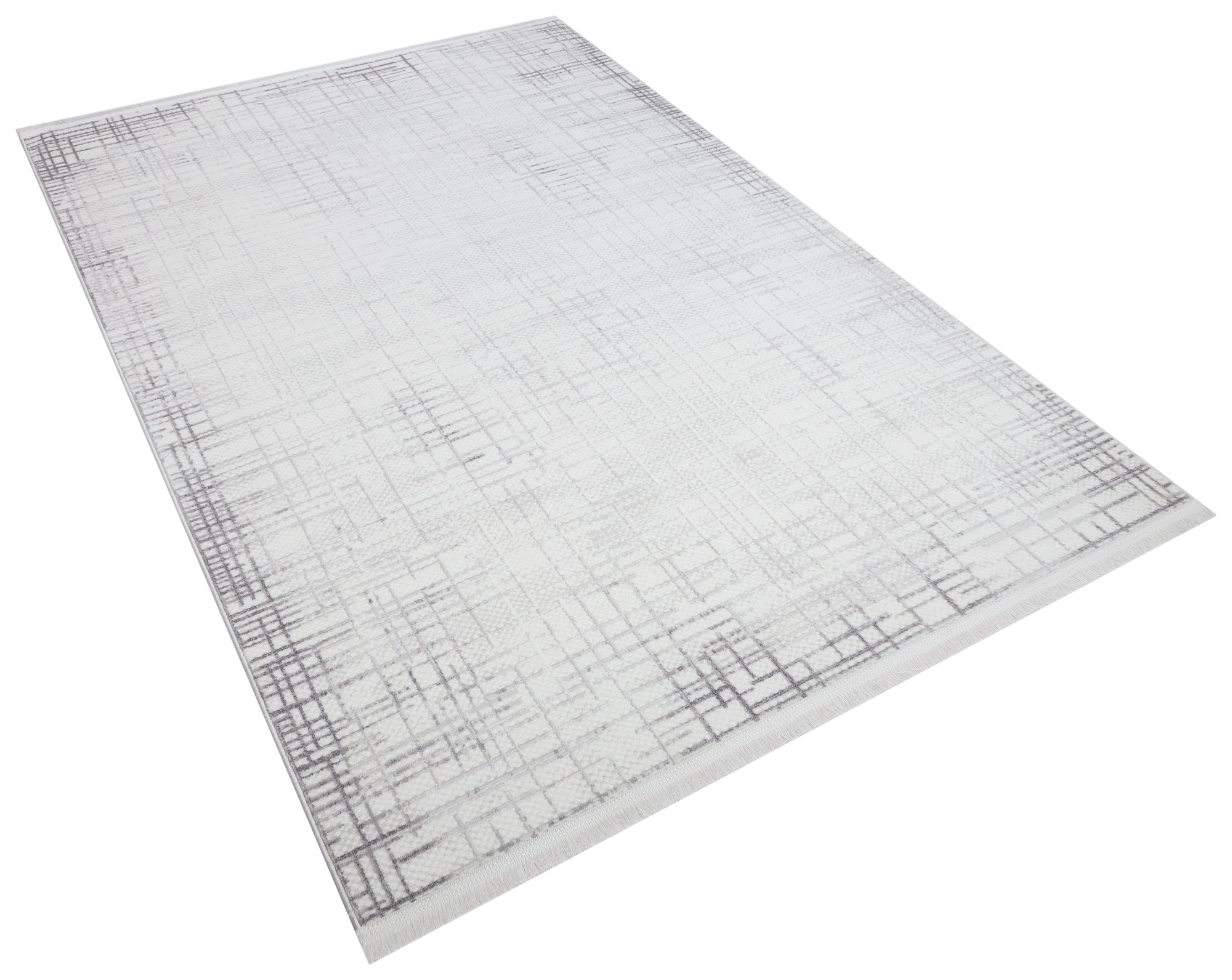 İCON T-OS04 KREM/GRİ Modern Geometrik Desenli Salon Koridor Mutfak Halısı