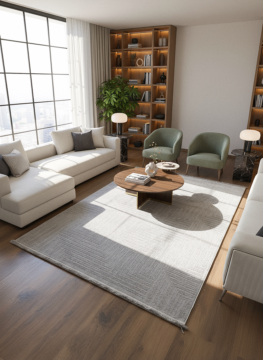 İCON T-LP05 GRİ Modern Geometrik Desenli Salon Koridor Mutfak Halısı