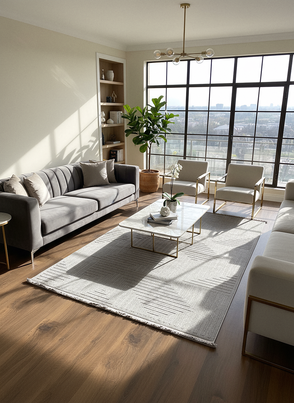 İCON T-LP05 GRİ Modern Geometrik Desenli Salon Koridor Mutfak Halısı