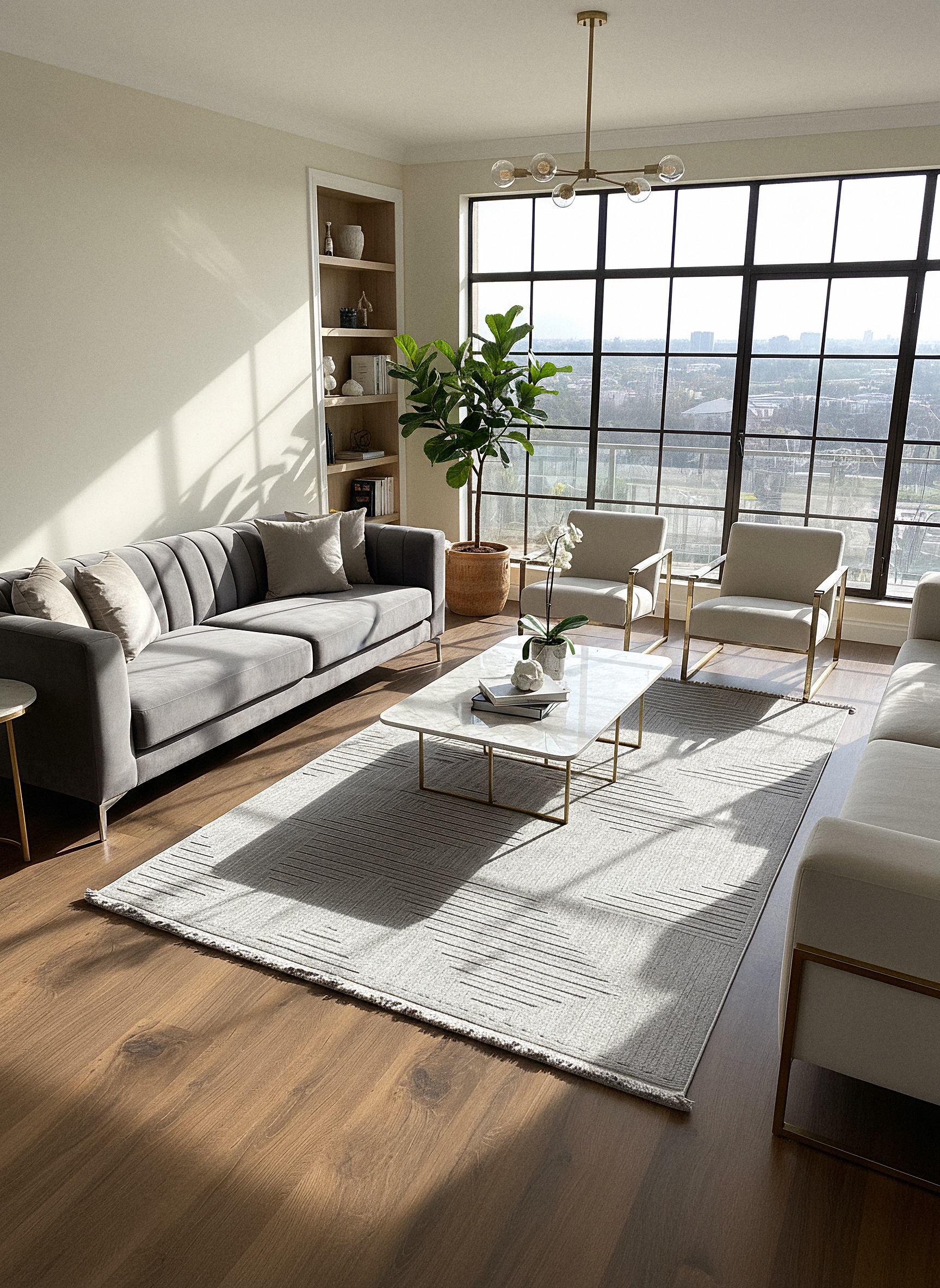 İCON T-LP05 GRİ Modern Geometrik Desenli Salon Koridor Mutfak Halısı