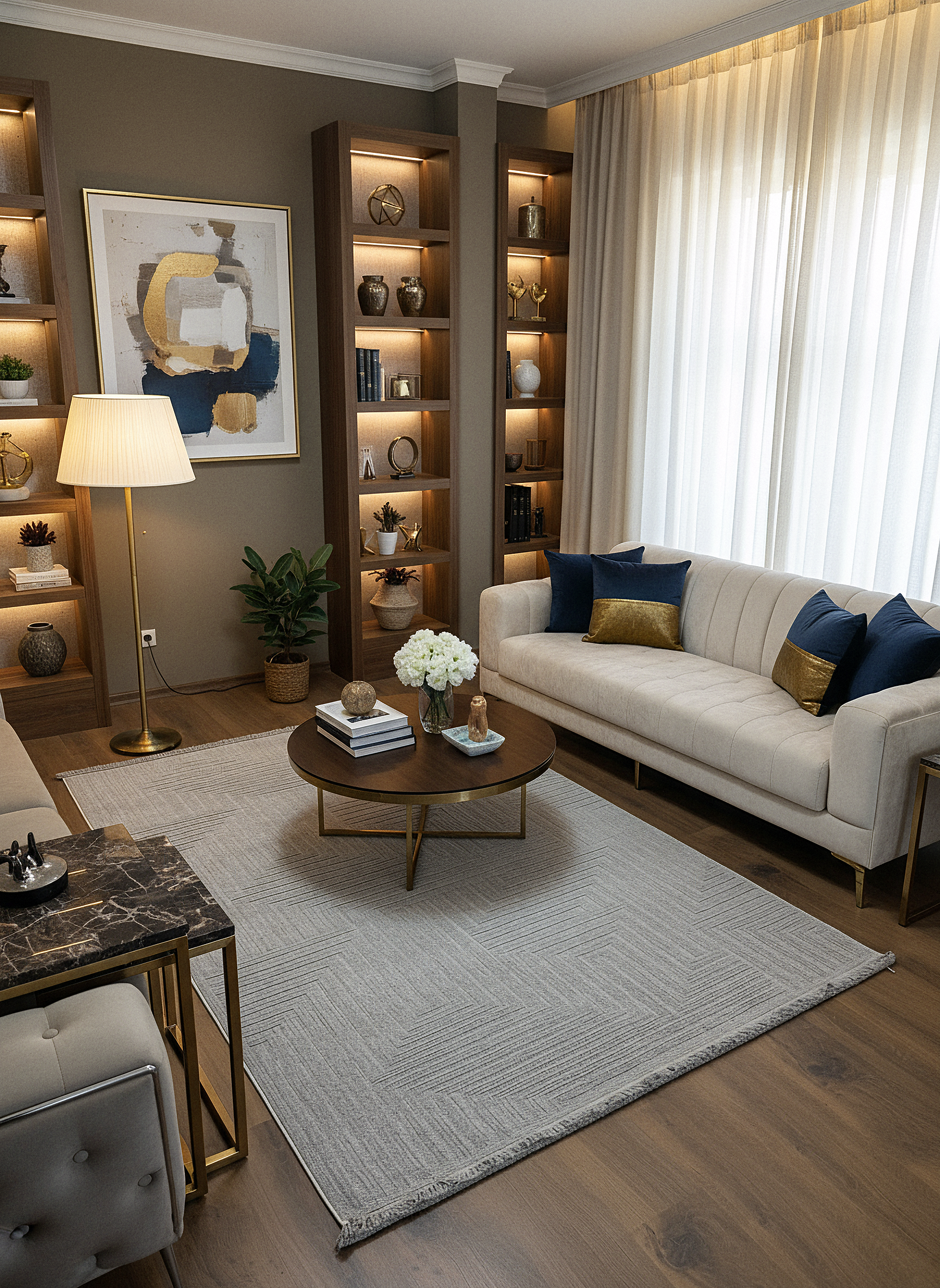 İCON T-LP05 GRİ Modern Geometrik Desenli Salon Koridor Mutfak Halısı