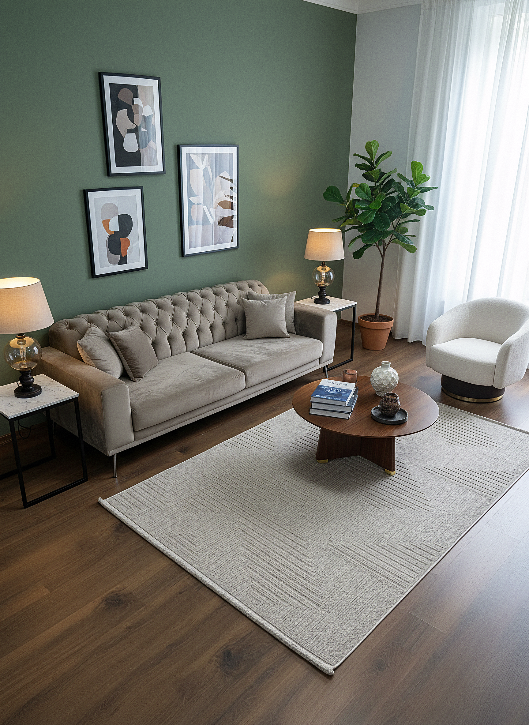 İCON T-LP06 BEJ Modern Geometrik Desenli Salon Koridor Mutfak Halısı