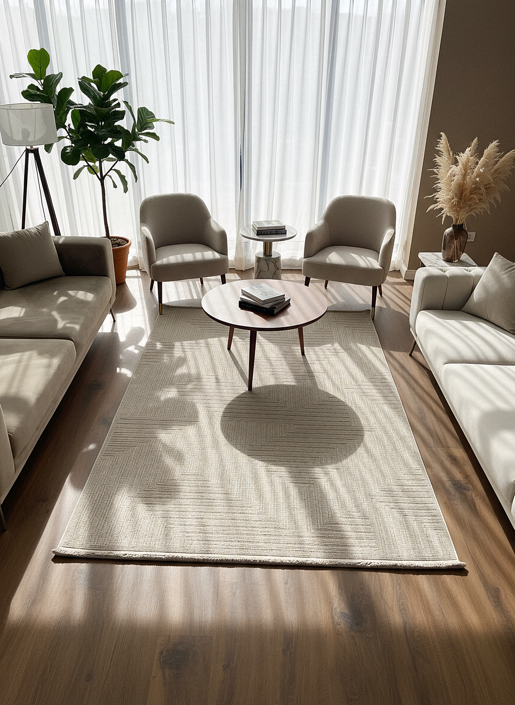 İCON T-LP06 BEJ Modern Geometrik Desenli Salon Koridor Mutfak Halısı