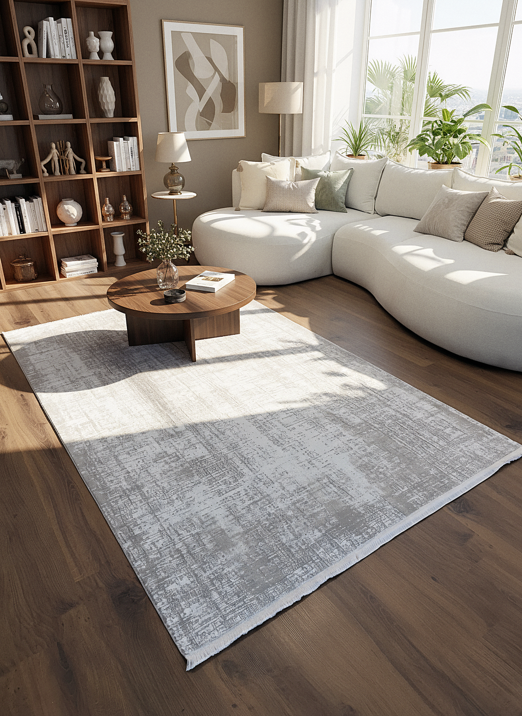 İCON T-MD01–GRİ Modern Geometrik Desenli Salon Koridor Mutfak Halısı