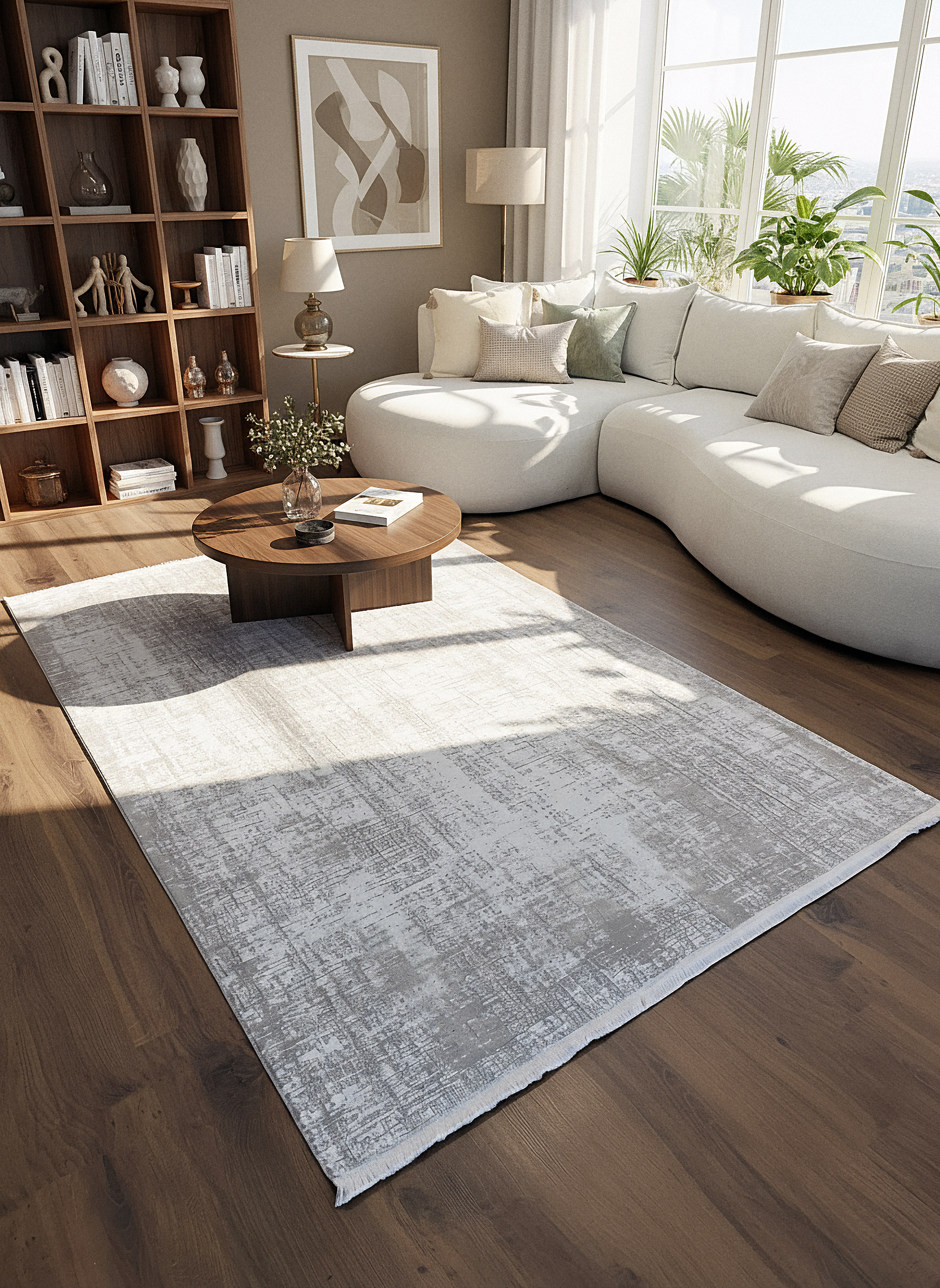 İCON T-MD01–GRİ Modern Geometrik Desenli Salon Koridor Mutfak Halısı