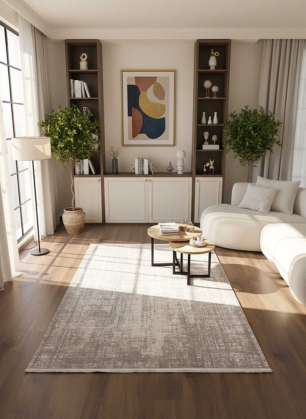 İCON T-MD01–GRİ Modern Geometrik Desenli Salon Koridor Mutfak Halısı