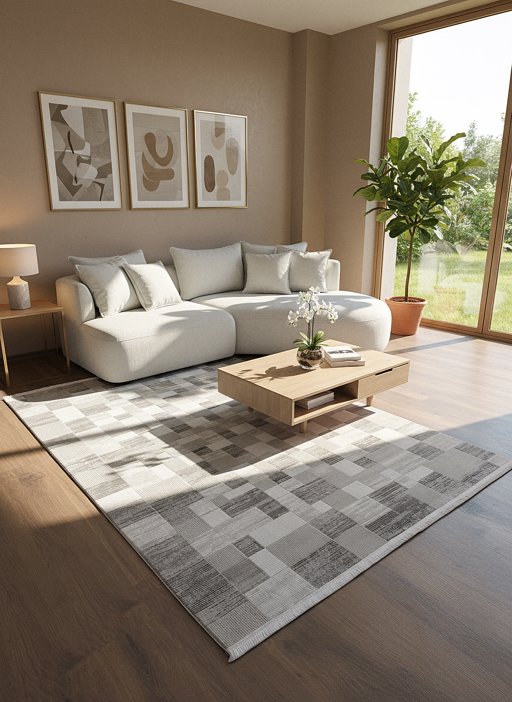 İCON T-MD06–GRİ Modern Yumuşak Salon Koridor Mutfak Makine Dokuma Halısı