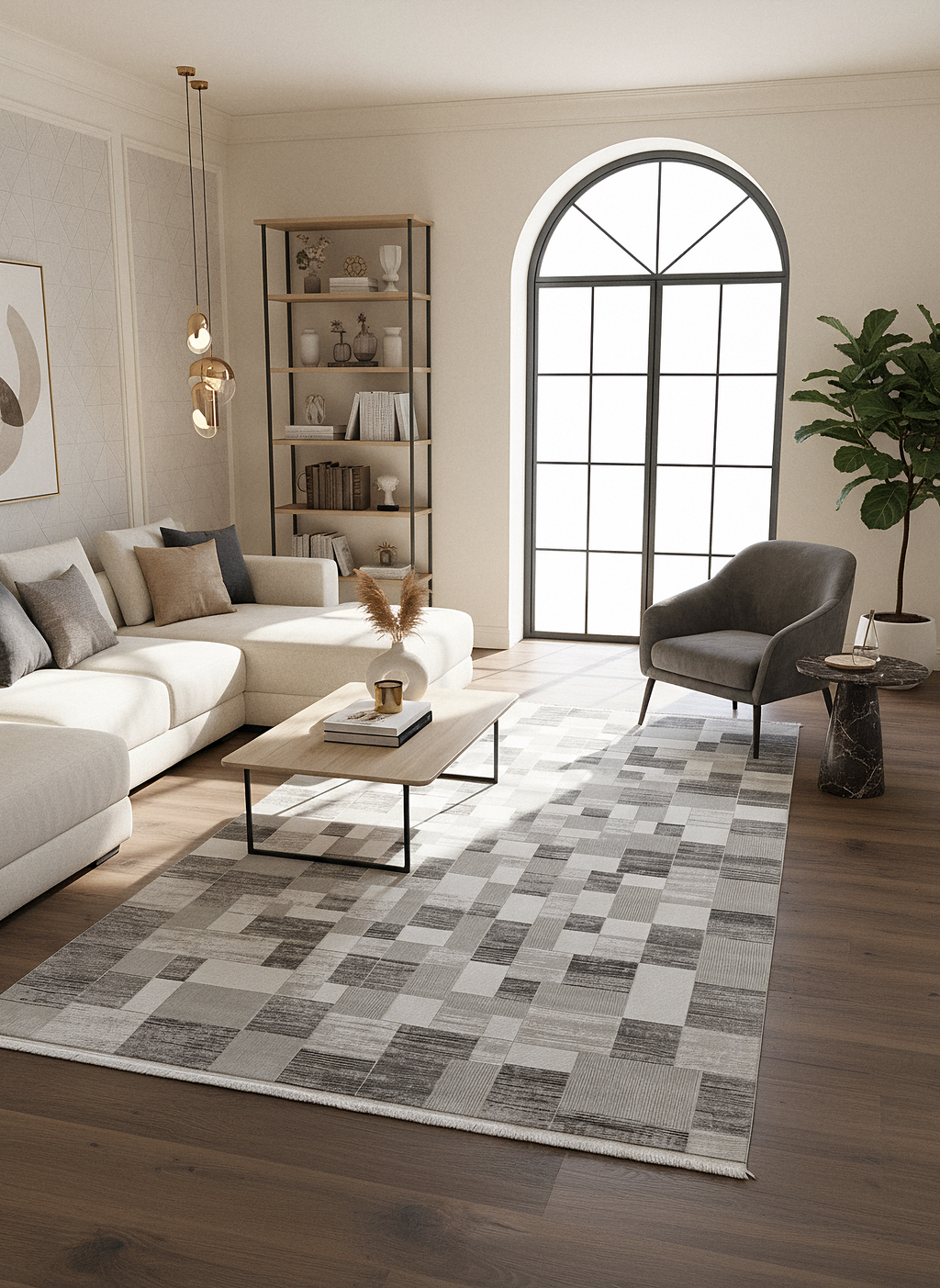 İCON T-MD06–GRİ Modern Yumuşak Salon Koridor Mutfak Makine Dokuma Halısı