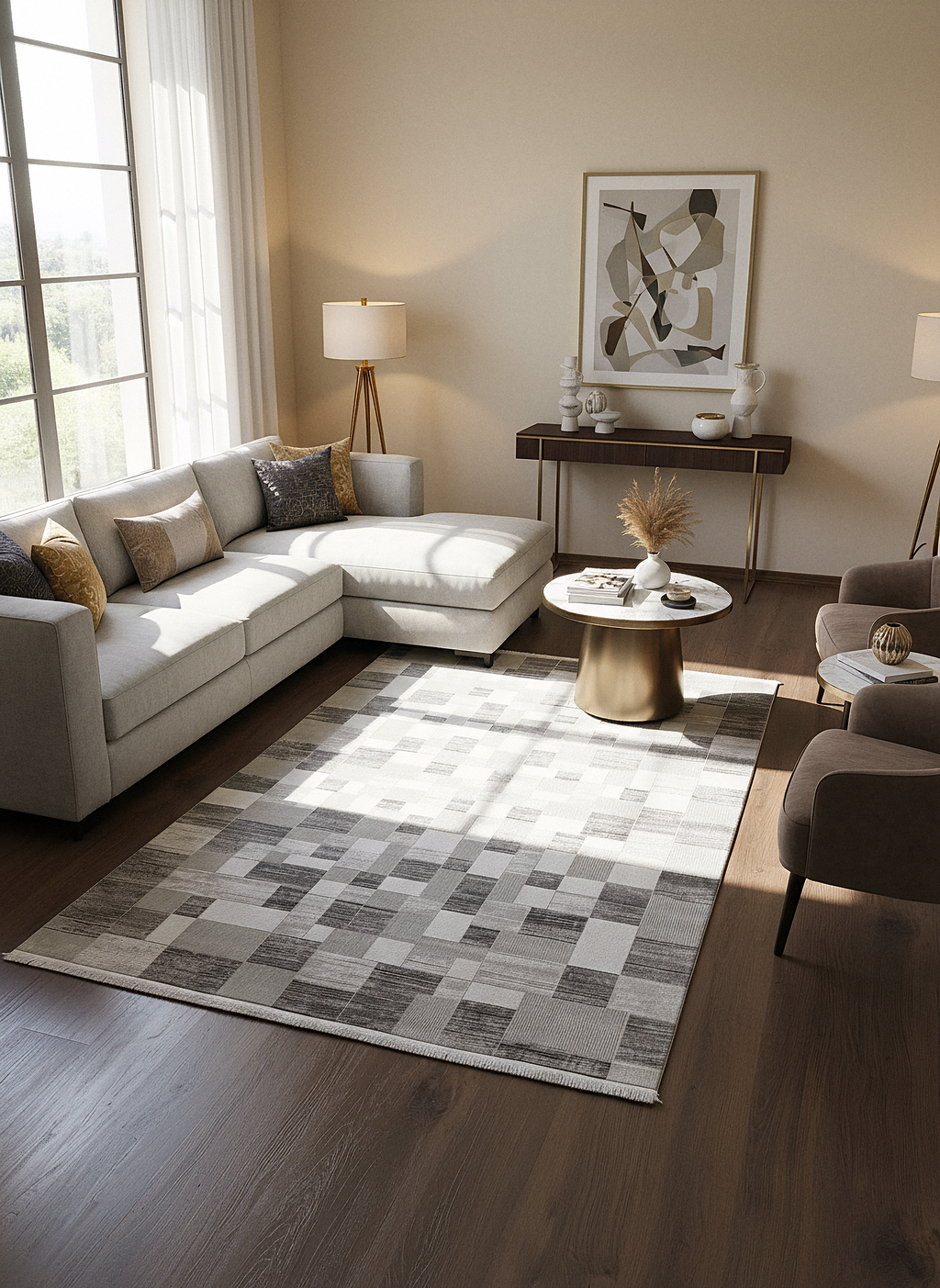 İCON T-MD06–GRİ Modern Yumuşak Salon Koridor Mutfak Makine Dokuma Halısı