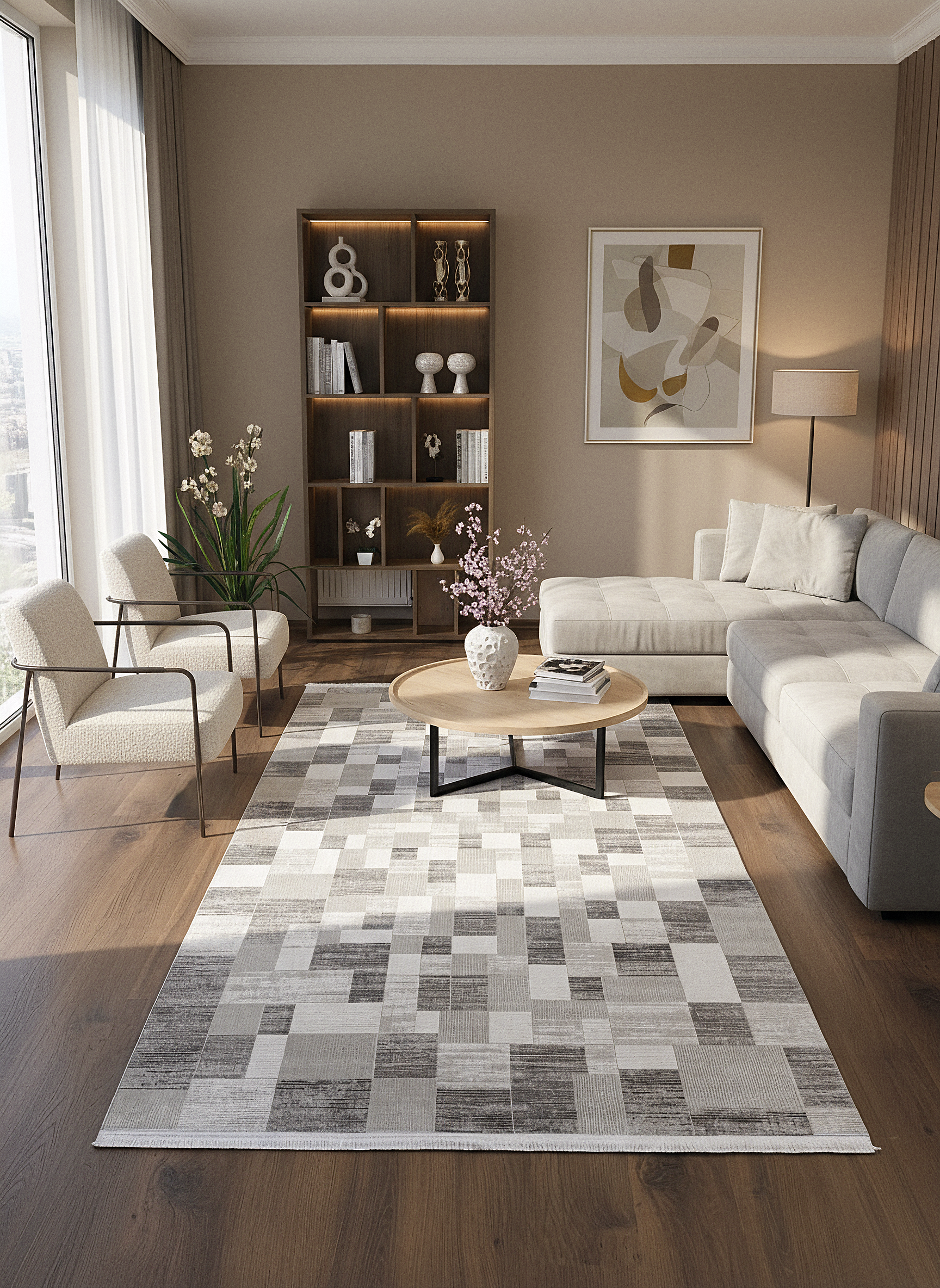 İCON T-MD06–GRİ Modern Yumuşak Salon Koridor Mutfak Makine Dokuma Halısı