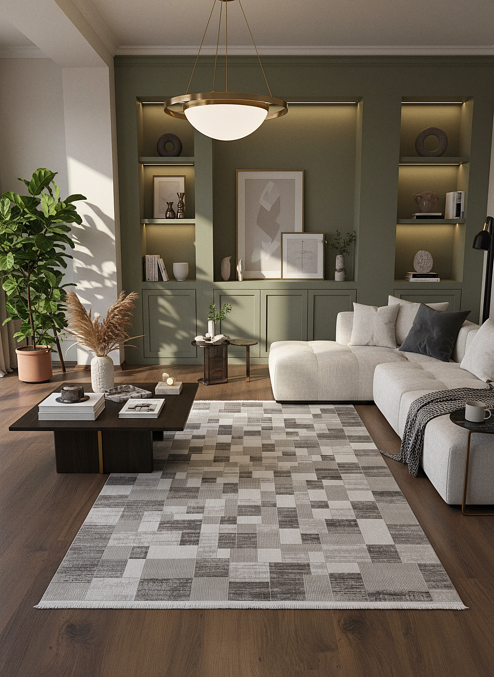 İCON T-MD06–GRİ Modern Yumuşak Salon Koridor Mutfak Makine Dokuma Halısı