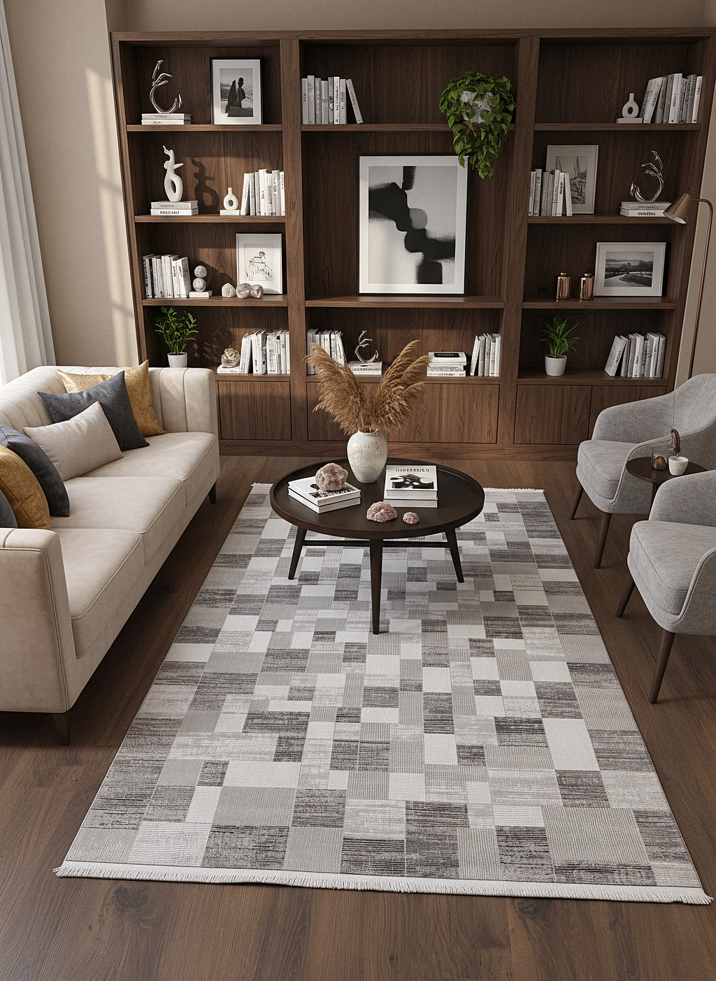 İCON T-MD06–GRİ Modern Yumuşak Salon Koridor Mutfak Makine Dokuma Halısı