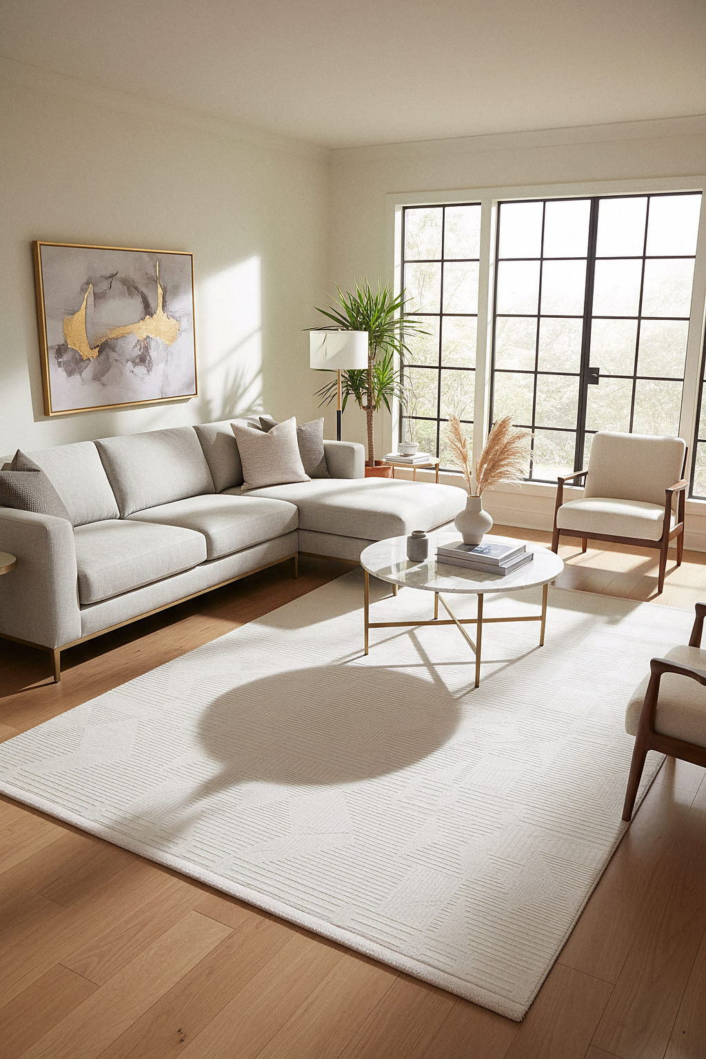 İCON T-OS02 KREM Modern Geometrik Desenli Salon Koridor Mutfak Halısı