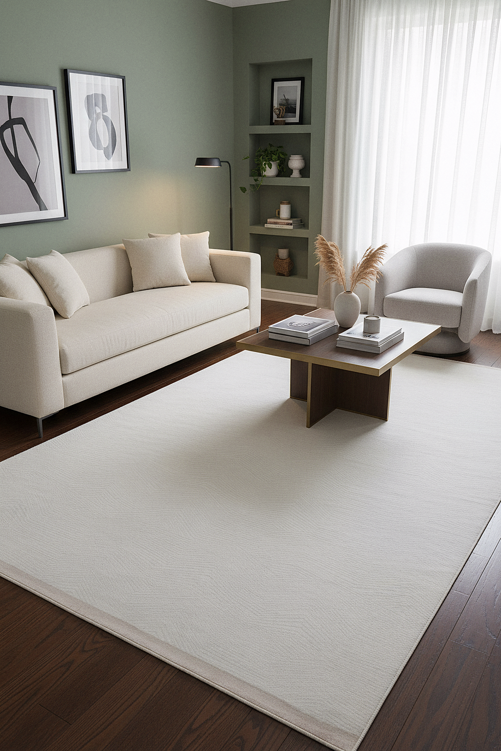 İCON T-OS03 KREM Modern Geometrik Desenli Salon Koridor Mutfak Halısı