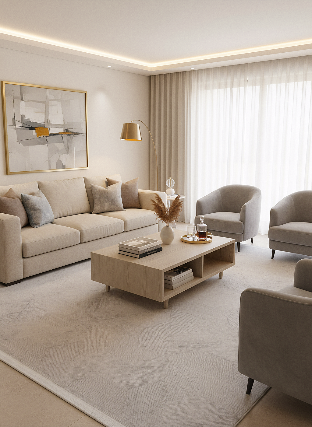 İCON T-OS07 GRİ Modern Geometrik Desenli Salon Koridor Mutfak Halısı