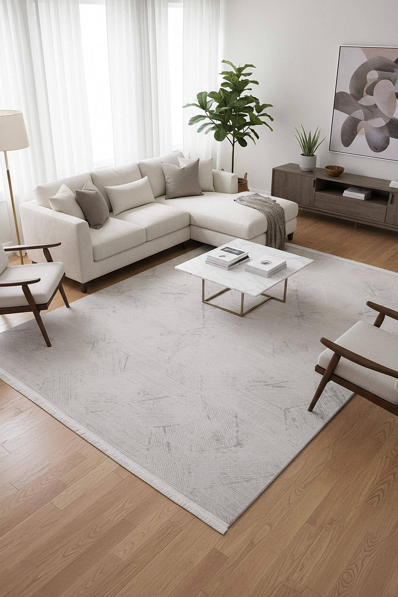 İCON T-OS07 GRİ Modern Geometrik Desenli Salon Koridor Mutfak Halısı