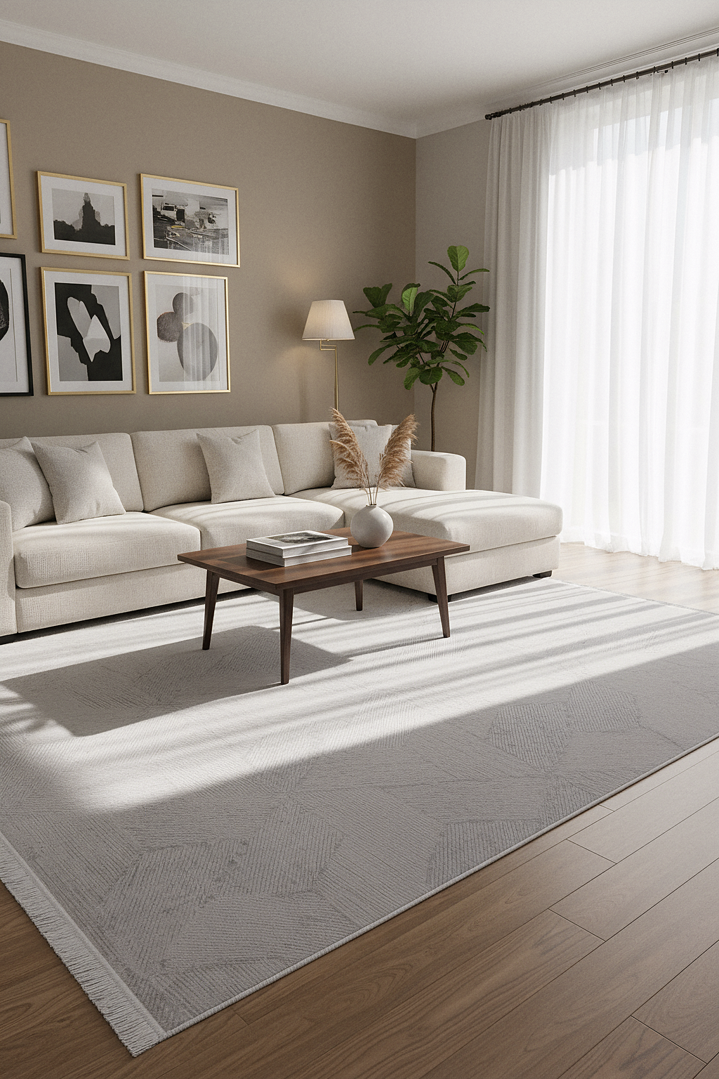 İCON T-OS07 GRİ Modern Geometrik Desenli Salon Koridor Mutfak Halısı