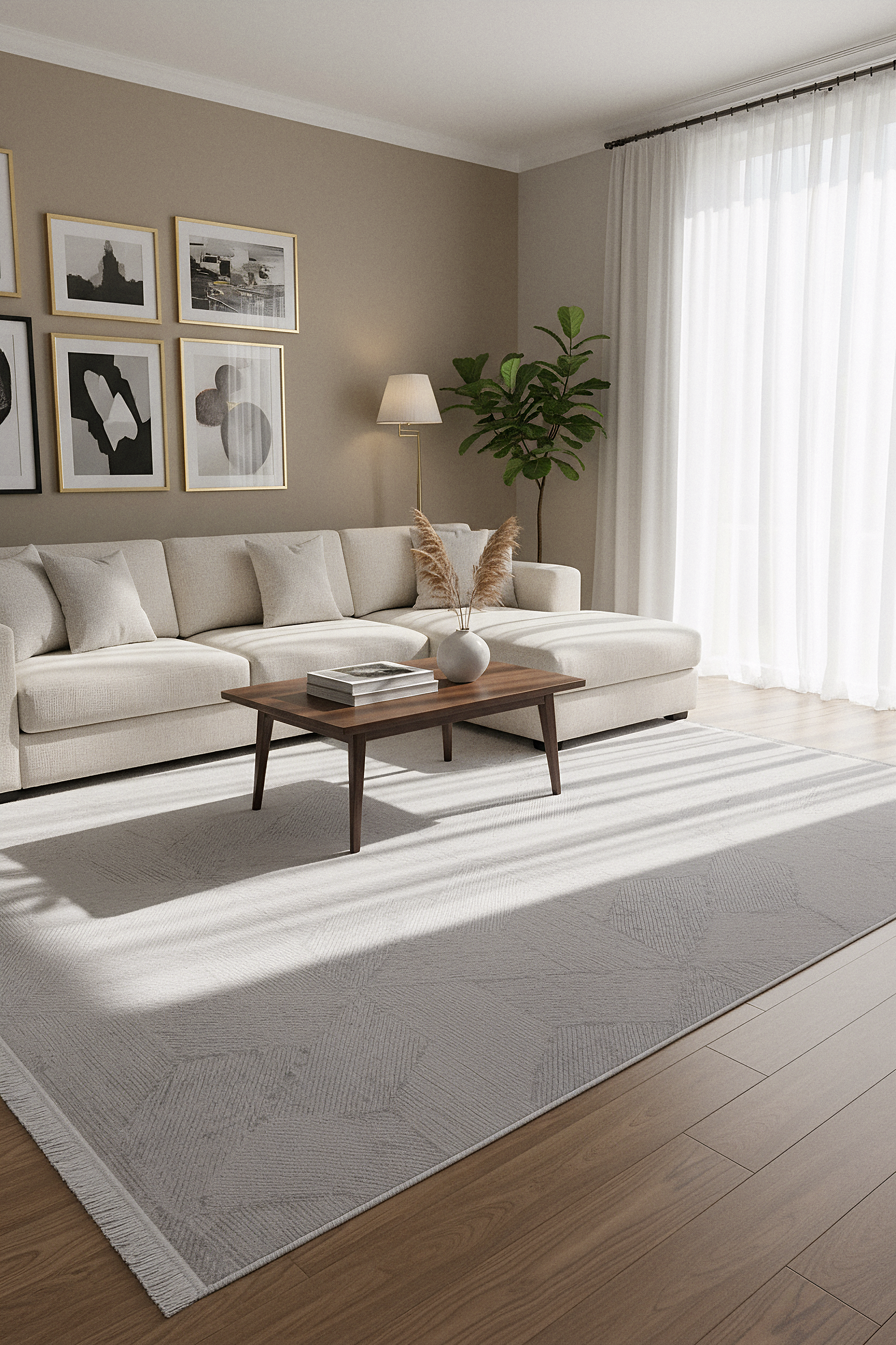 İCON T-OS07 GRİ Modern Geometrik Desenli Salon Koridor Mutfak Halısı