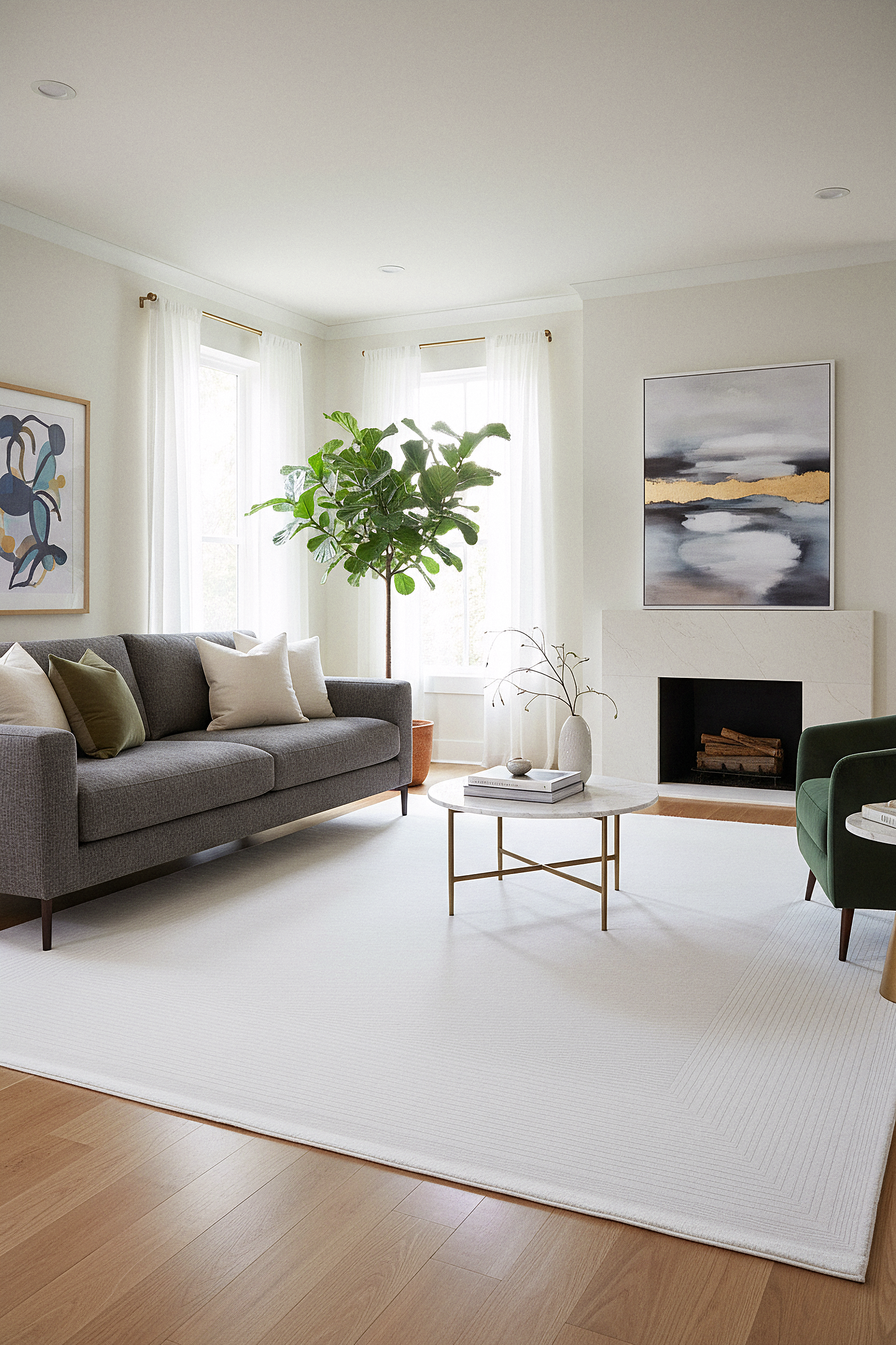 İCON T-RA01 KREM Modern Geometrik Desenli Salon Koridor Mutfak Halısı