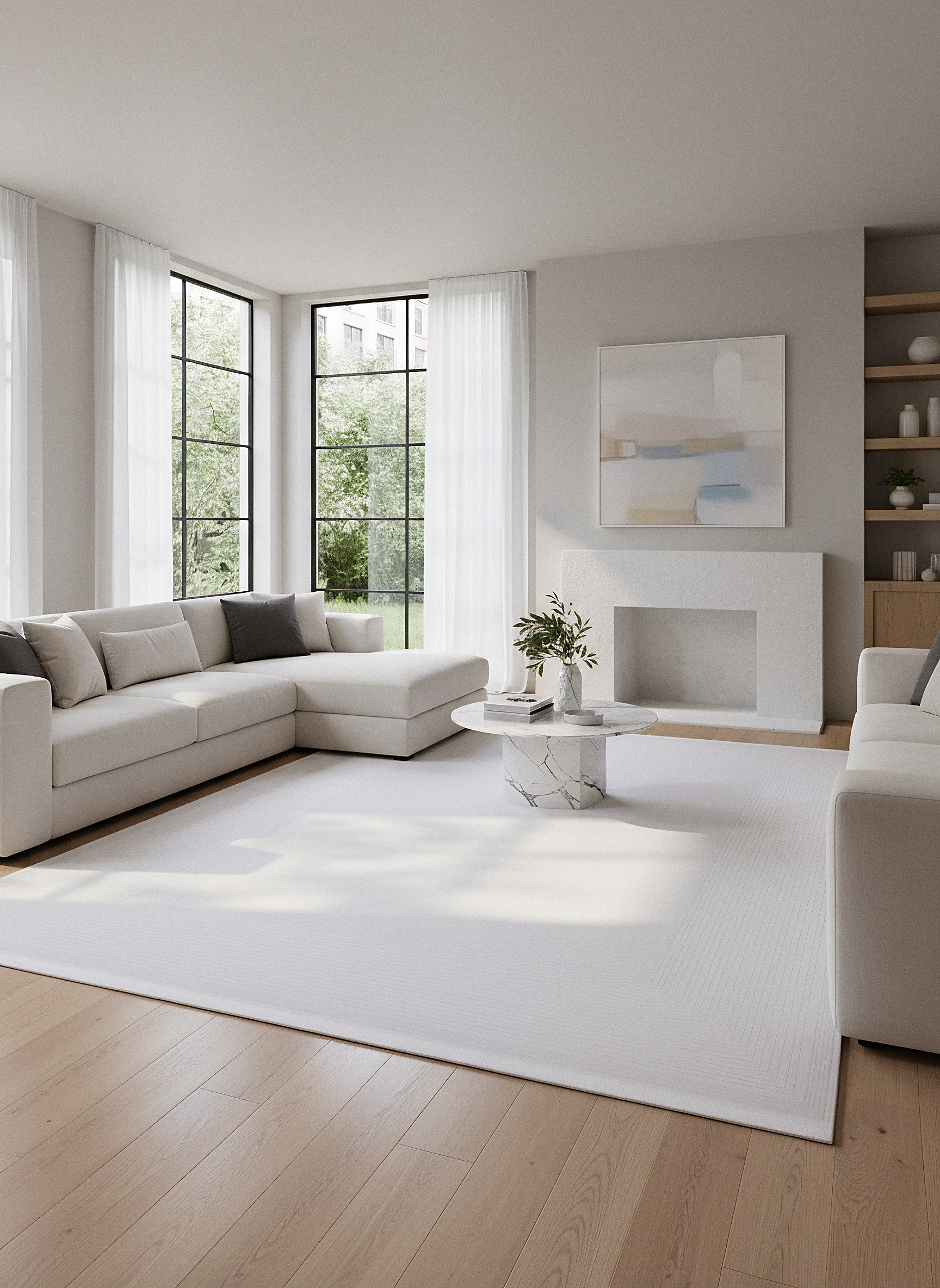 İCON T-RA01 KREM Modern Geometrik Desenli Salon Koridor Mutfak Halısı