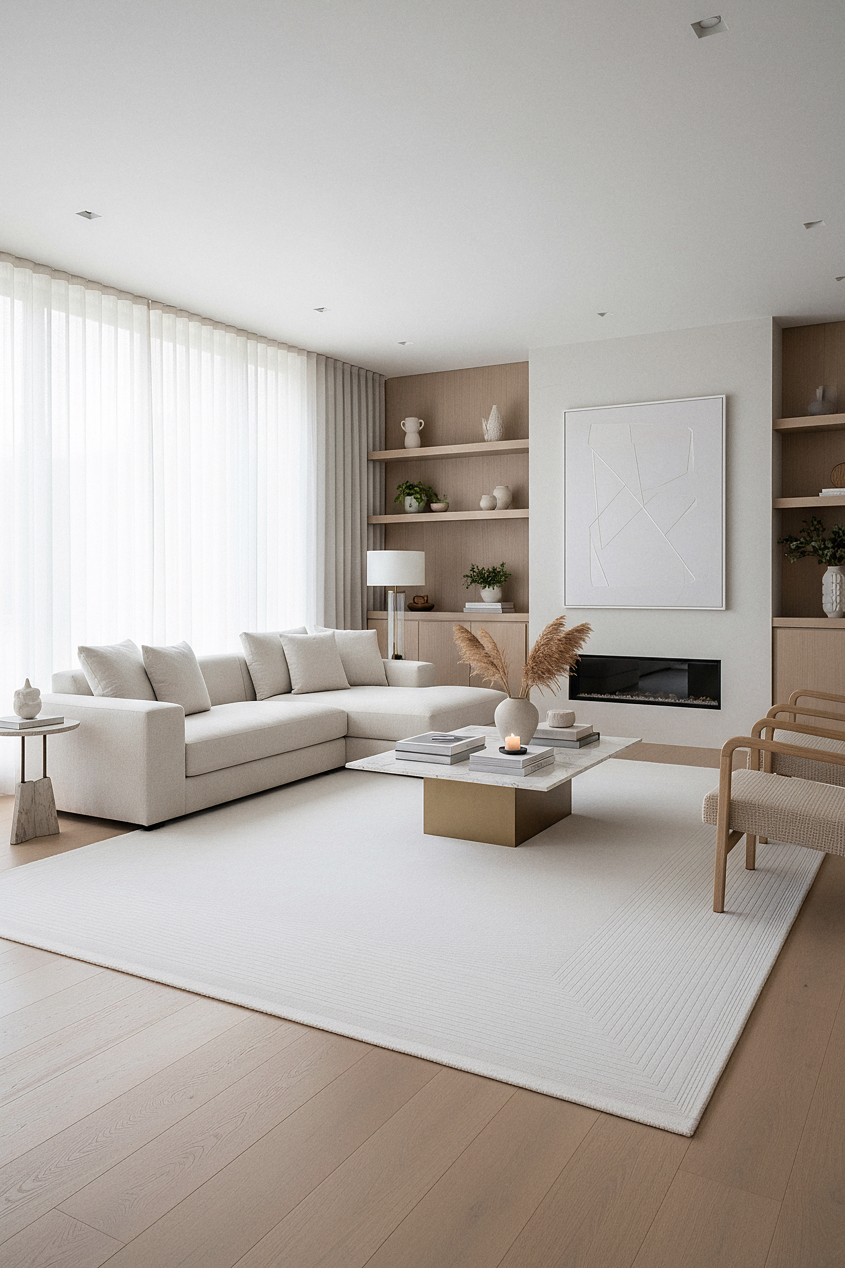 İCON T-RA01 KREM Modern Geometrik Desenli Salon Koridor Mutfak Halısı