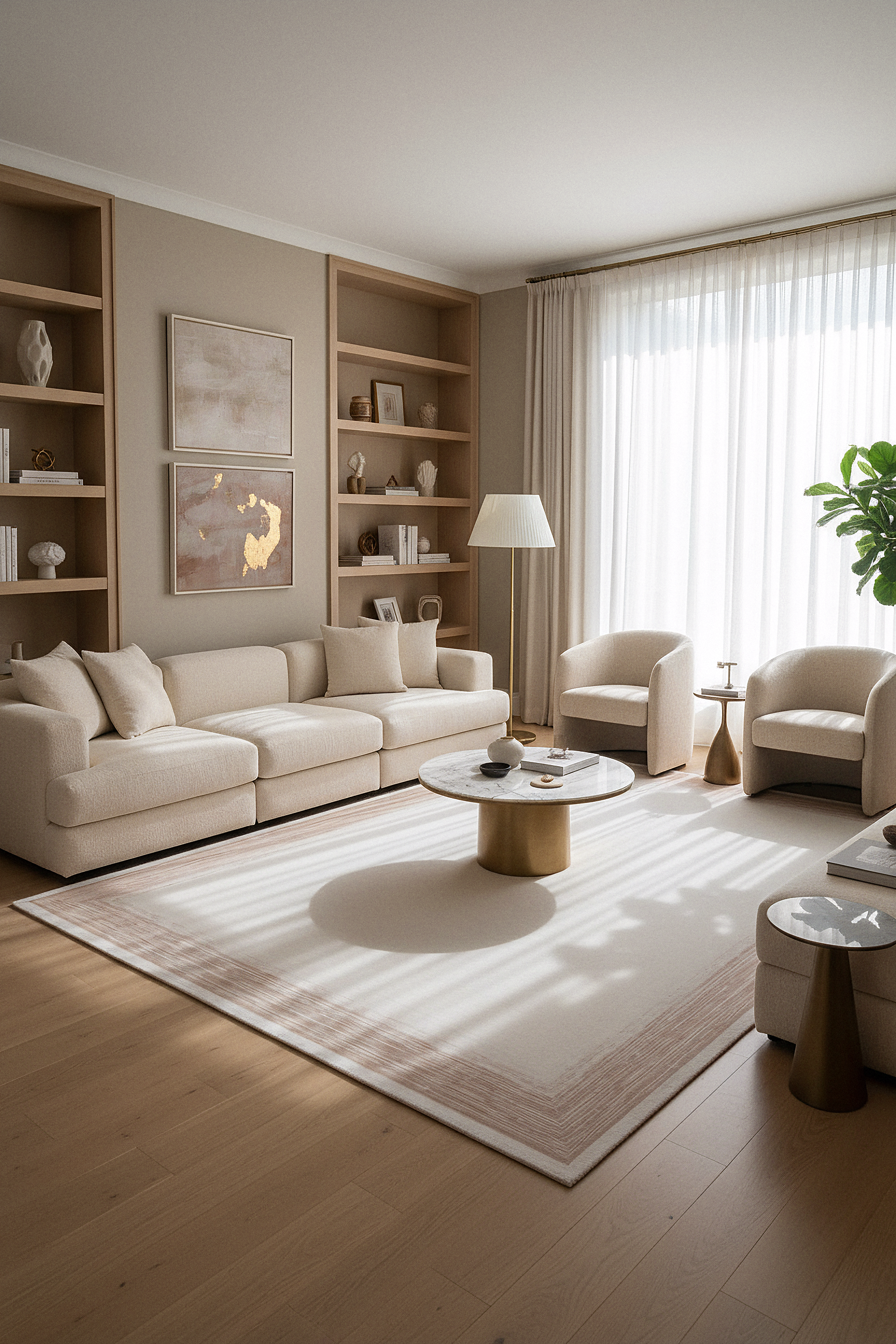 İCON T-RA02 BEJ Modern Geometrik Desenli Salon Koridor Mutfak Halısı