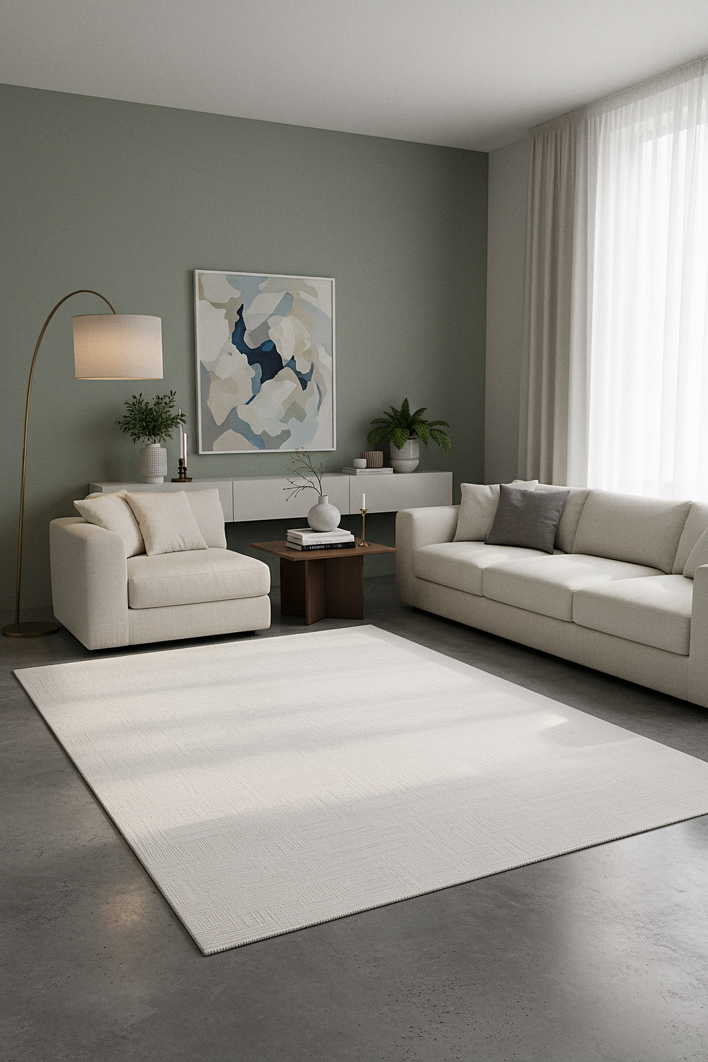 İCON T-RA07 KREM Modern Geometrik Desenli Salon Koridor Mutfak Halısı