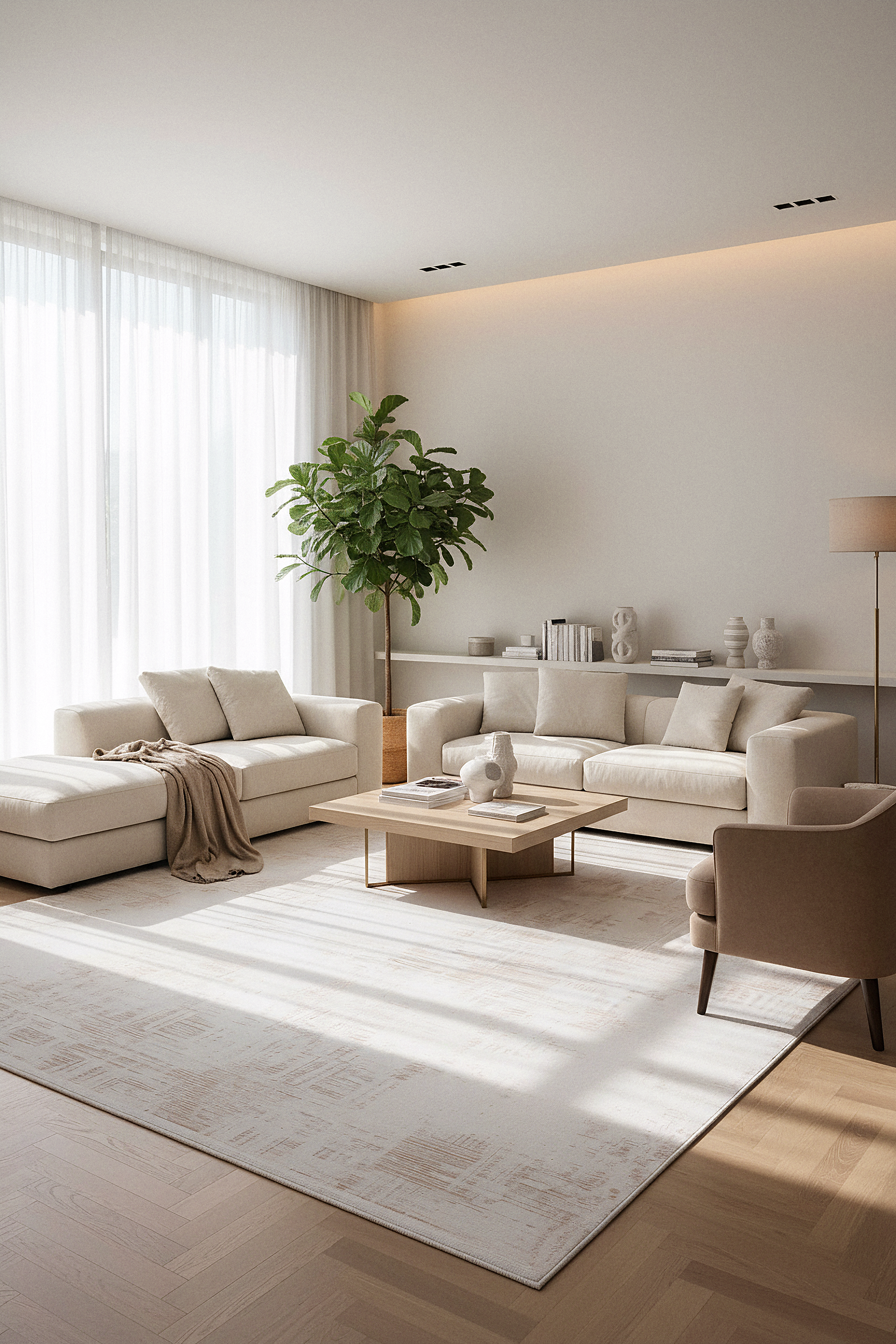 İCON T-RA08 KREM Modern Geometrik Desenli Salon Koridor Mutfak Halısı