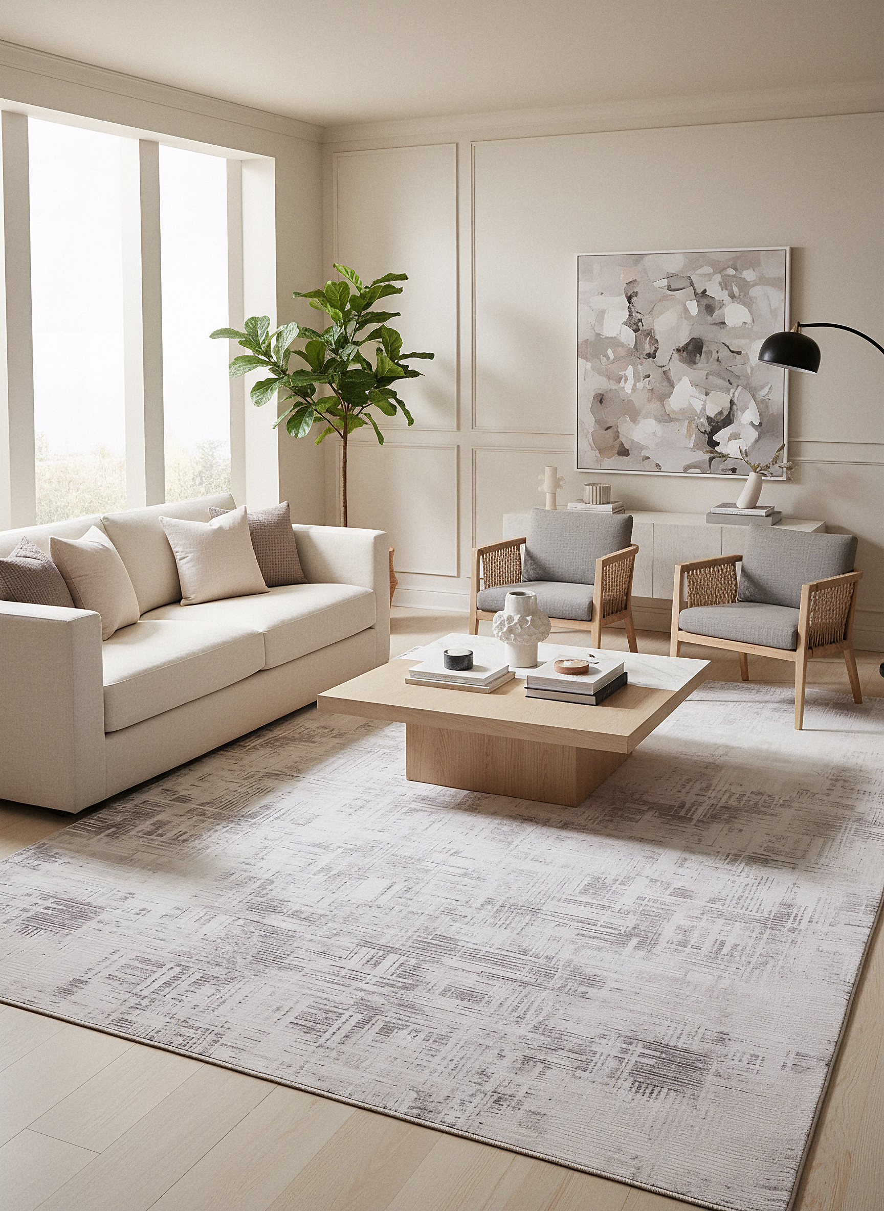 İCON T-RA09 GRİ Modern Geometrik Desenli Salon Koridor Mutfak Halısı