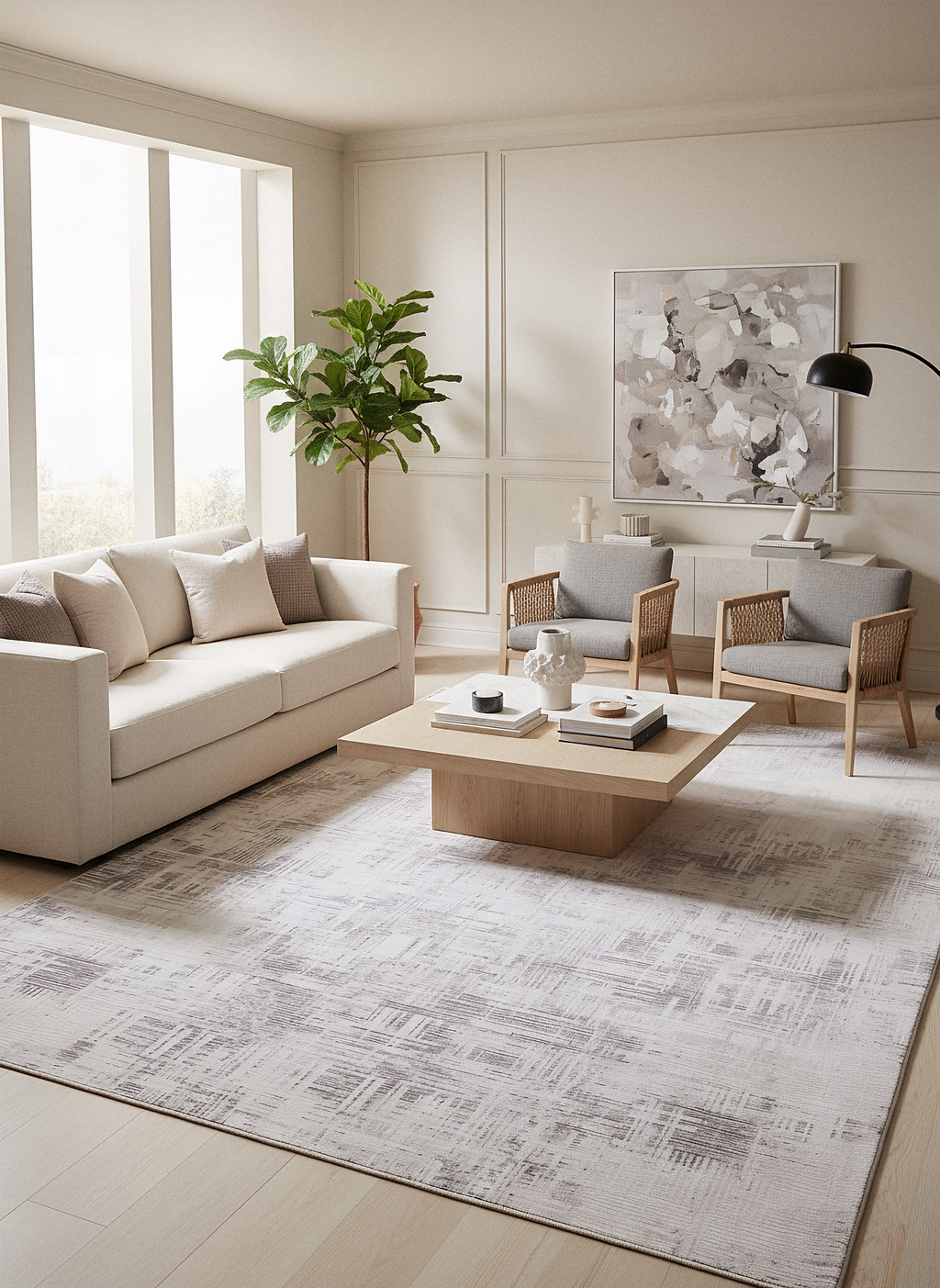 İCON T-RA09 GRİ Modern Geometrik Desenli Salon Koridor Mutfak Halısı