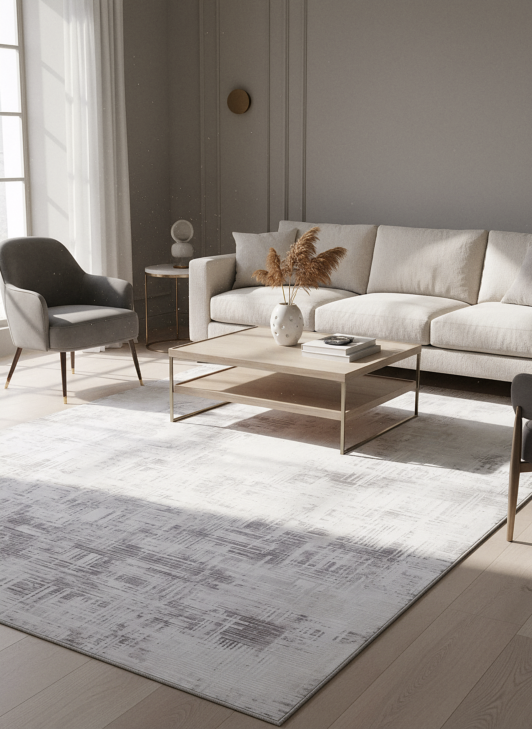 İCON T-RA09 GRİ Modern Geometrik Desenli Salon Koridor Mutfak Halısı