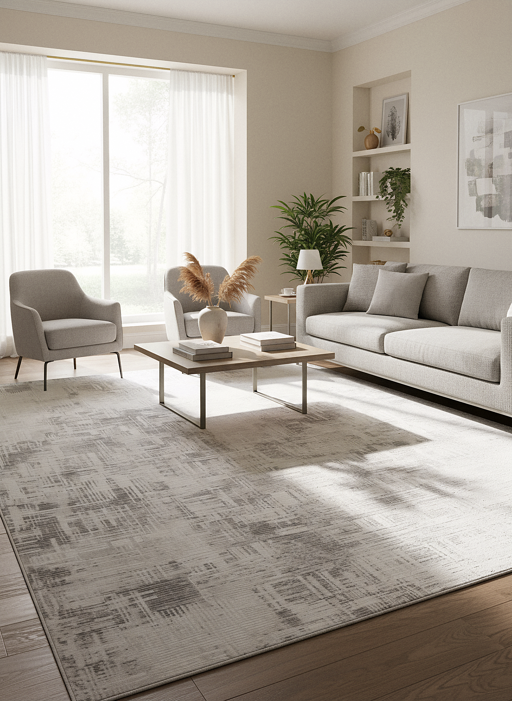 İCON T-RA09 GRİ Modern Geometrik Desenli Salon Koridor Mutfak Halısı