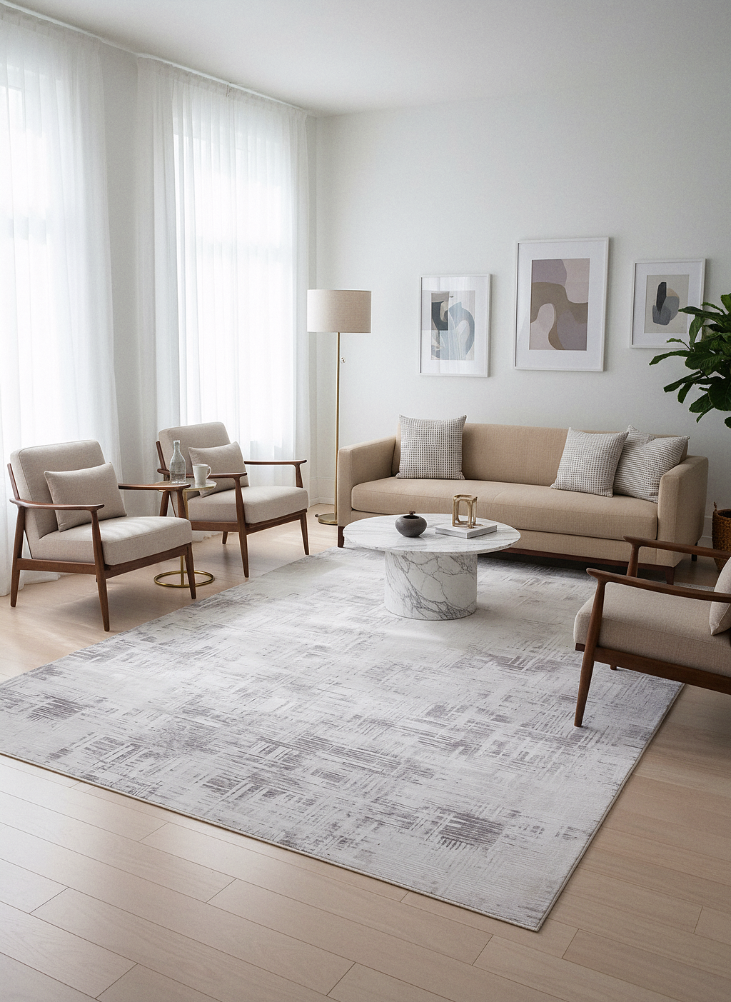 İCON T-RA09 GRİ Modern Geometrik Desenli Salon Koridor Mutfak Halısı