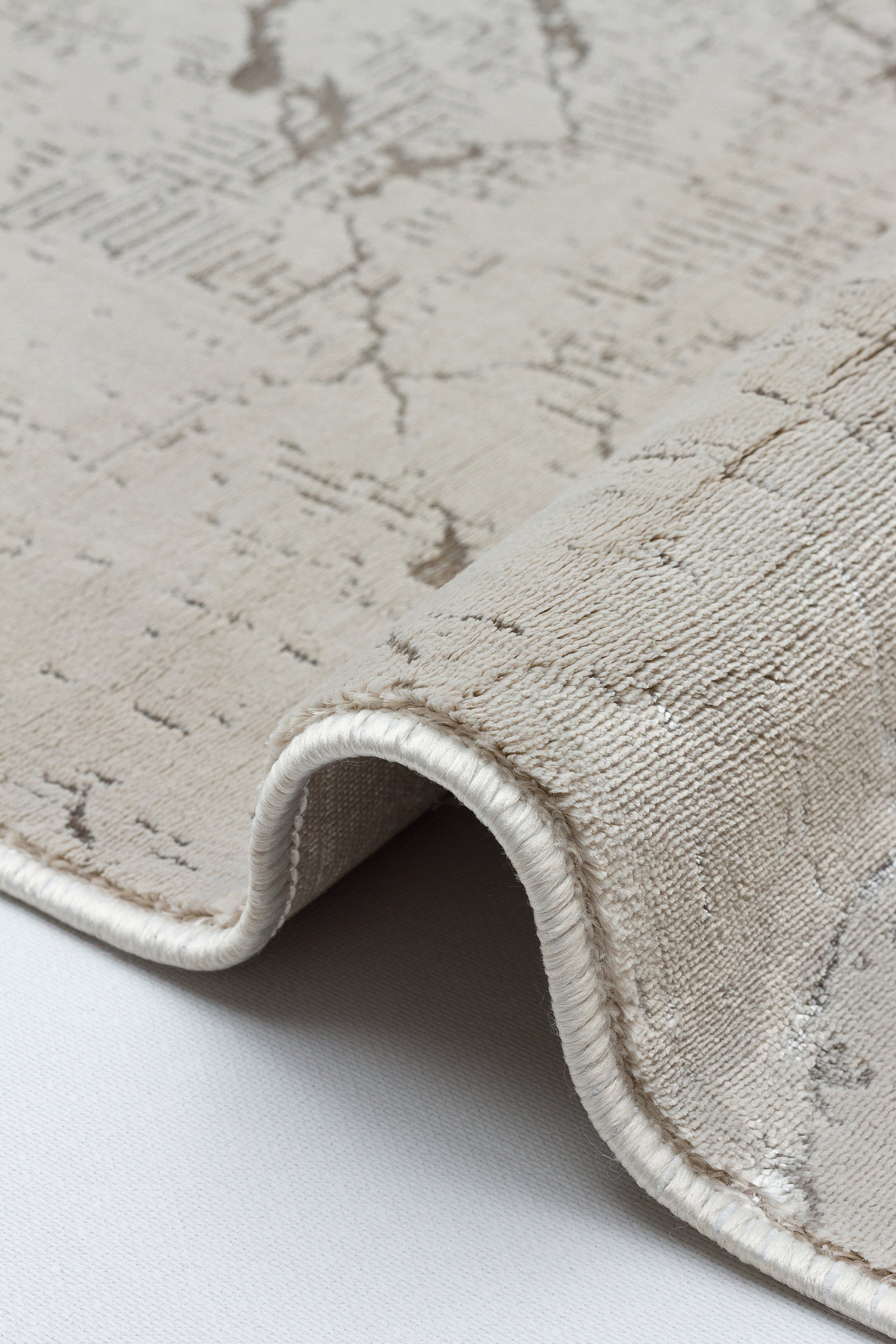 LOTUS C26-BEJ Sentetik Bambu Parlak Saten Salon Koridor Mutfak Halısı-004