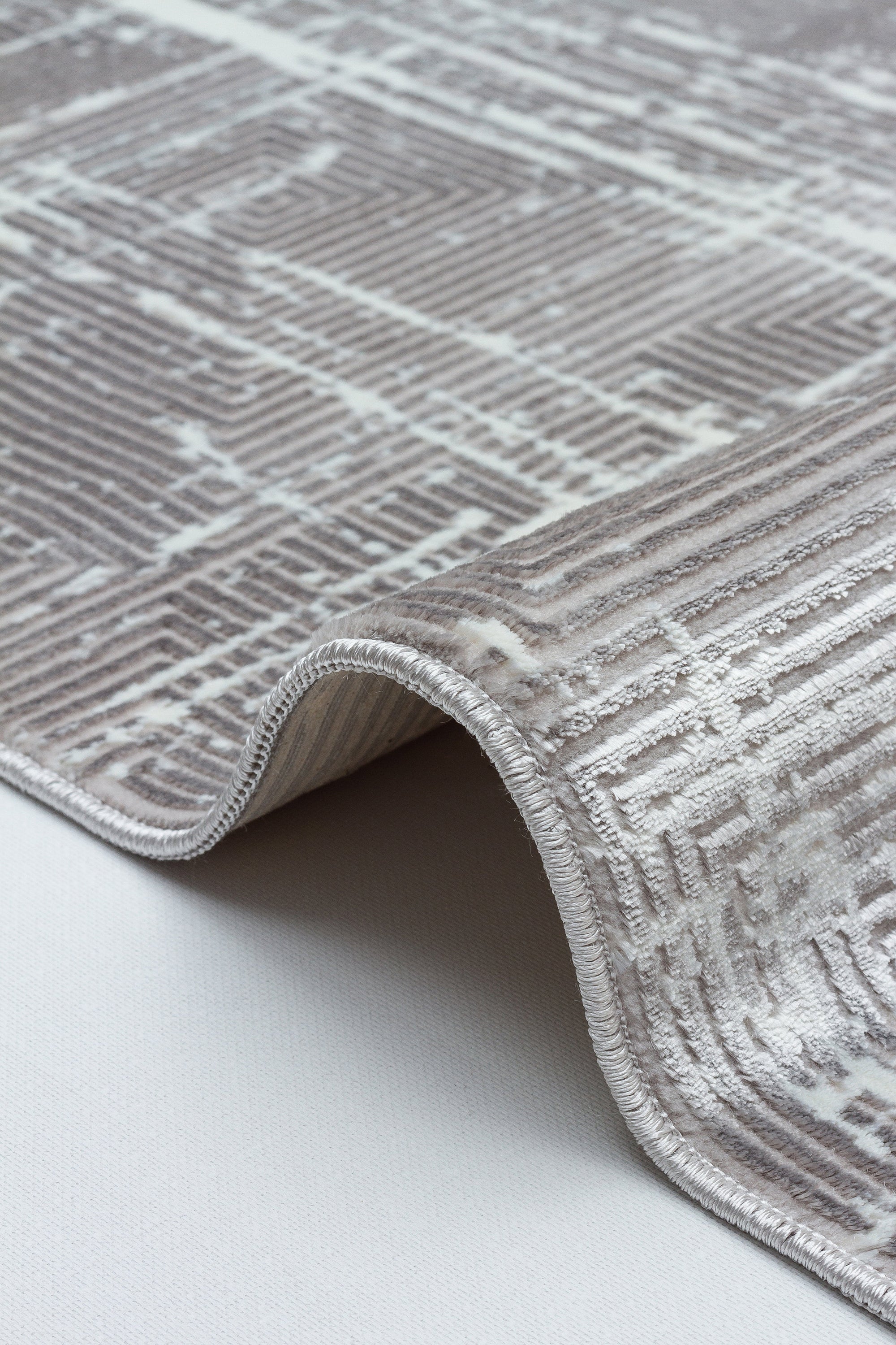 LOTUS 52T-VİZON/GÜMÜŞ Sentetik Bambu Parlak Saten Salon Koridor Mutfak Halısı