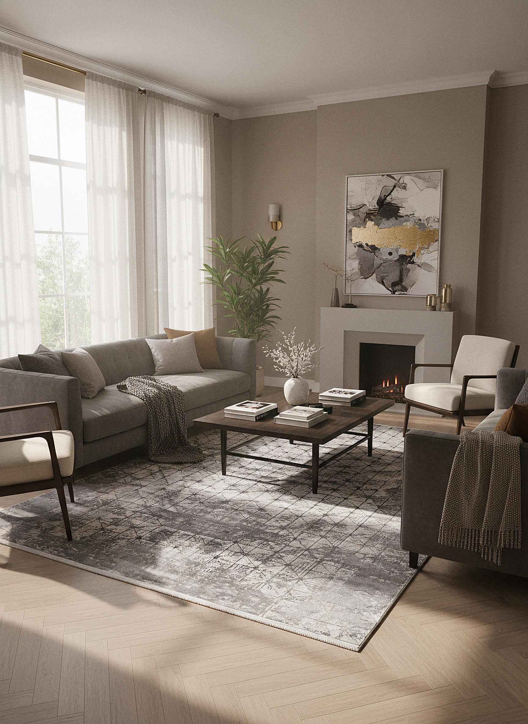 LOTUS 8018-T-GÜMÜŞ/GRİ Sentetik Bambu Parlak Saten Salon Koridor Mutfak Halısı