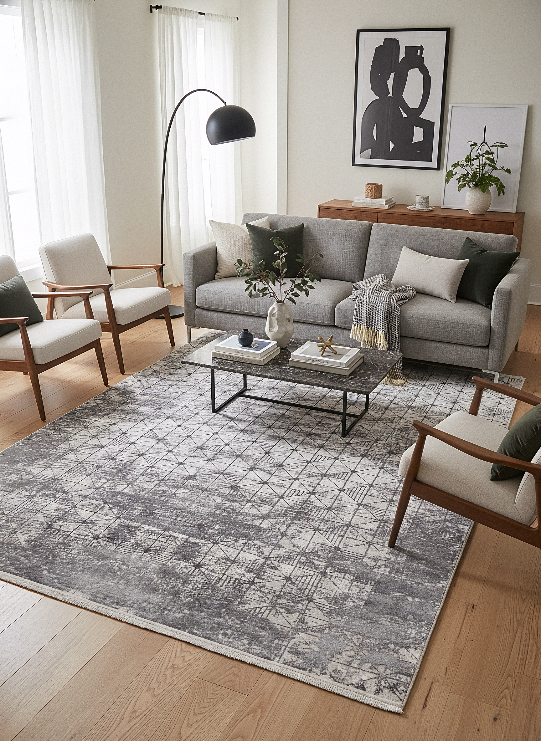 LOTUS 8018-T-GÜMÜŞ/GRİ Sentetik Bambu Parlak Saten Salon Koridor Mutfak Halısı