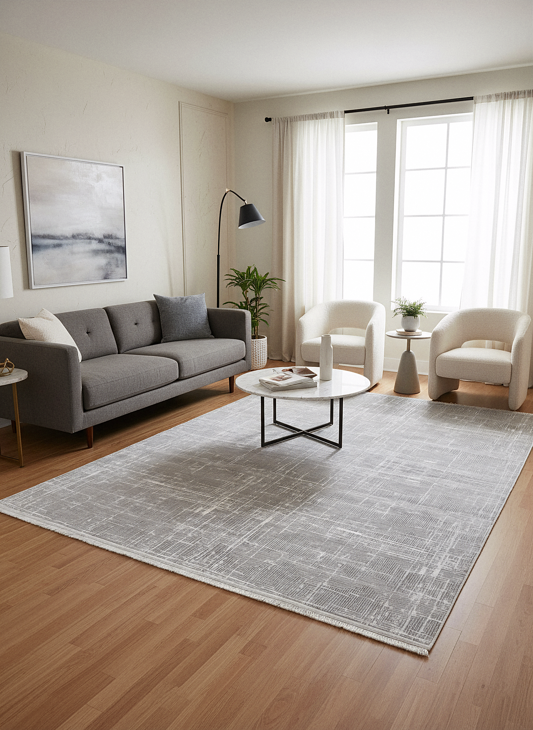 LOTUS 52T-VİZON/GÜMÜŞ Sentetik Bambu Parlak Saten Salon Koridor Mutfak Halısı