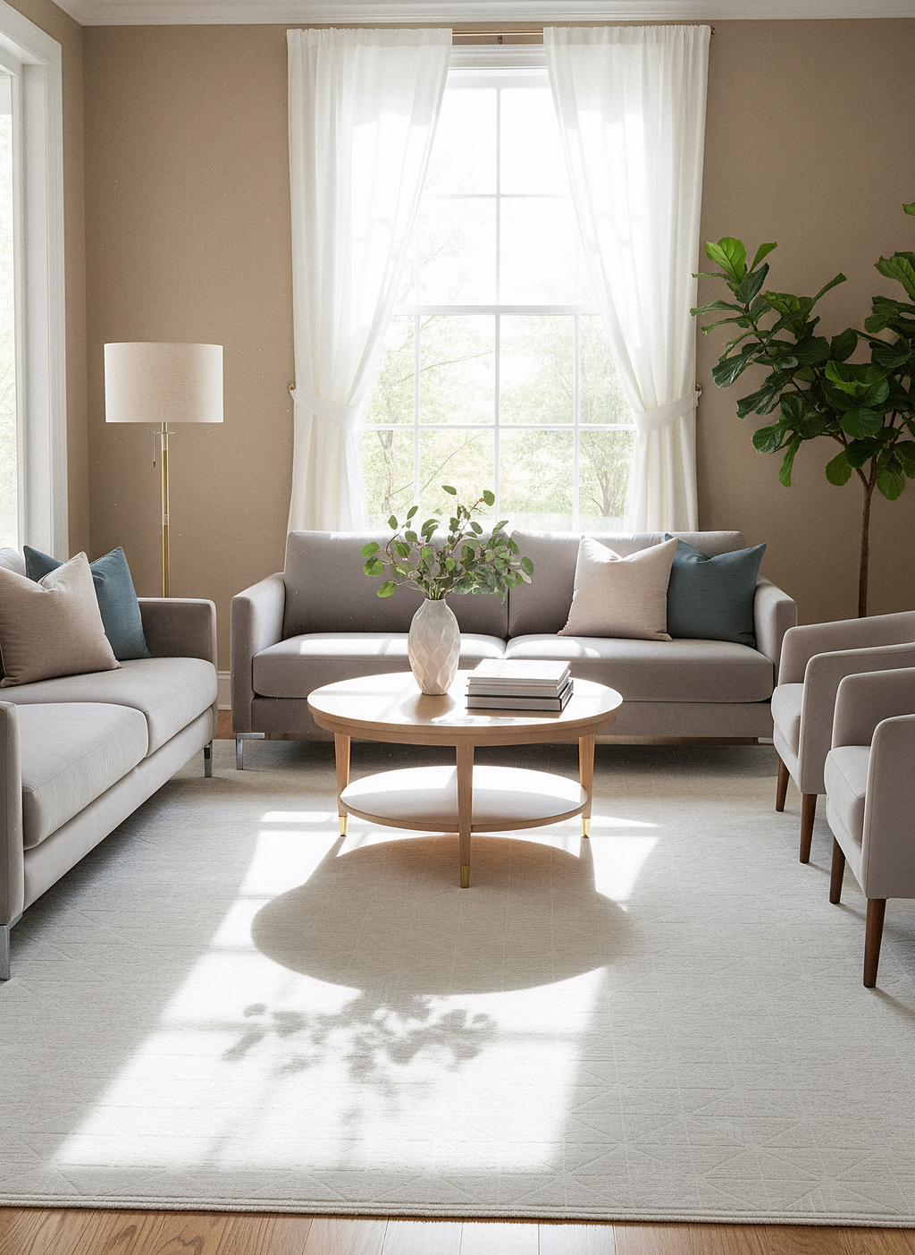 LOTUS 8031-T-KREM Sentetik Bambu Parlak Saten Salon Koridor Mutfak Halısı