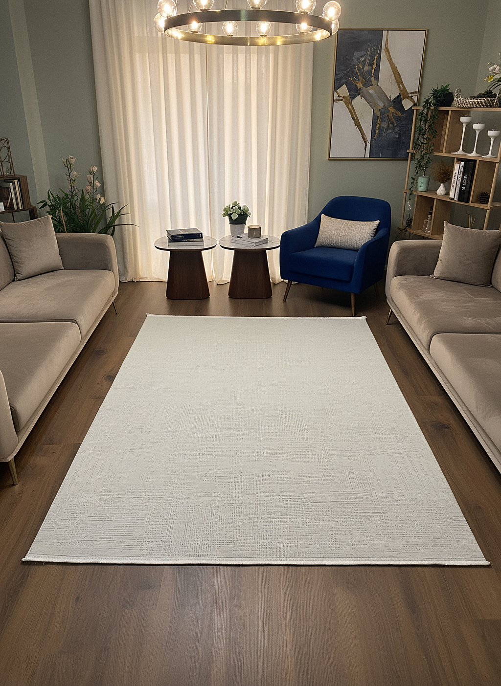 LOTUS C25-KREM Sentetik Bambu Parlak Saten Salon Koridor Mutfak Halısı-910