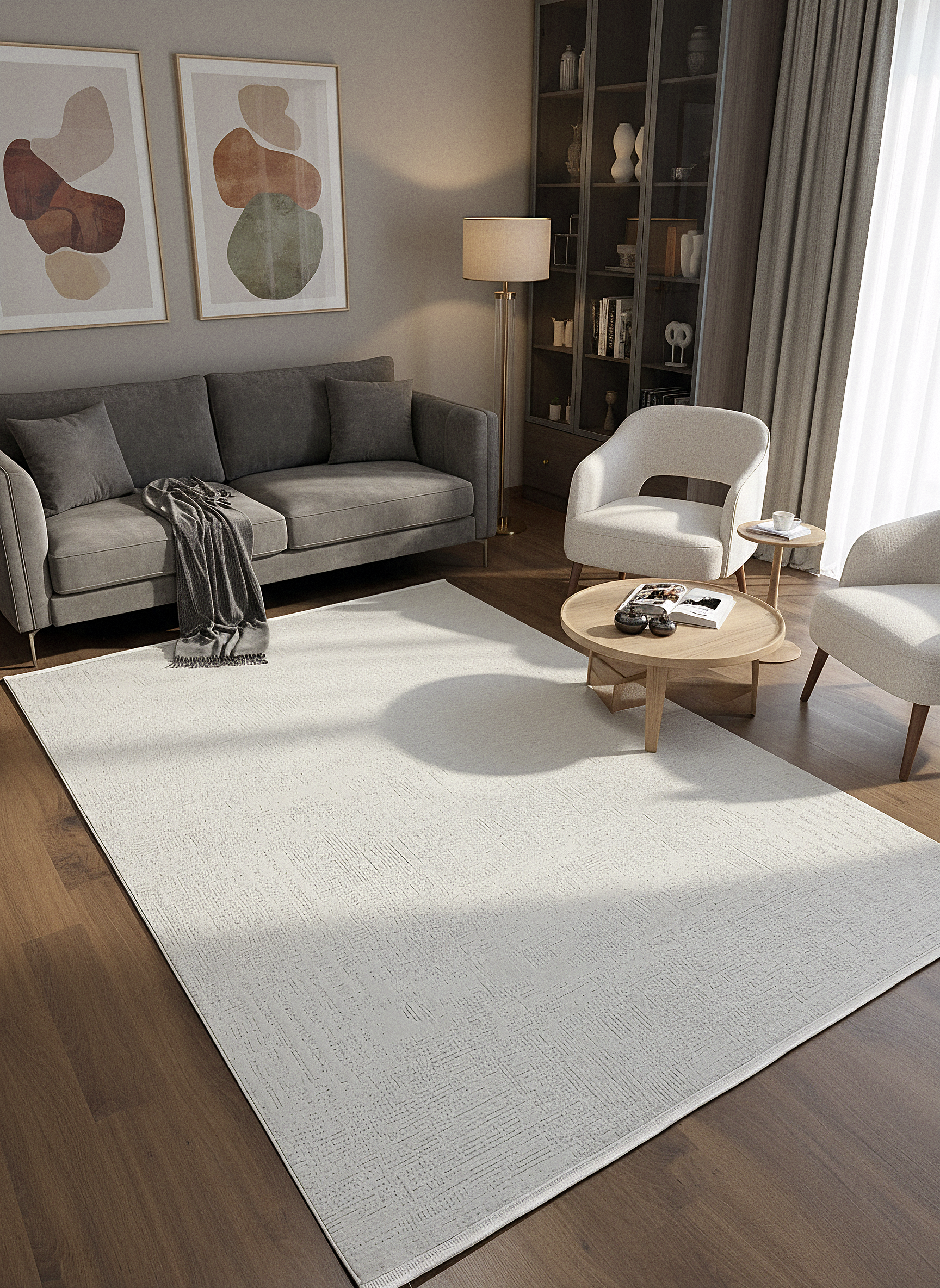 LOTUS C25-KREM Sentetik Bambu Parlak Saten Salon Koridor Mutfak Halısı-910