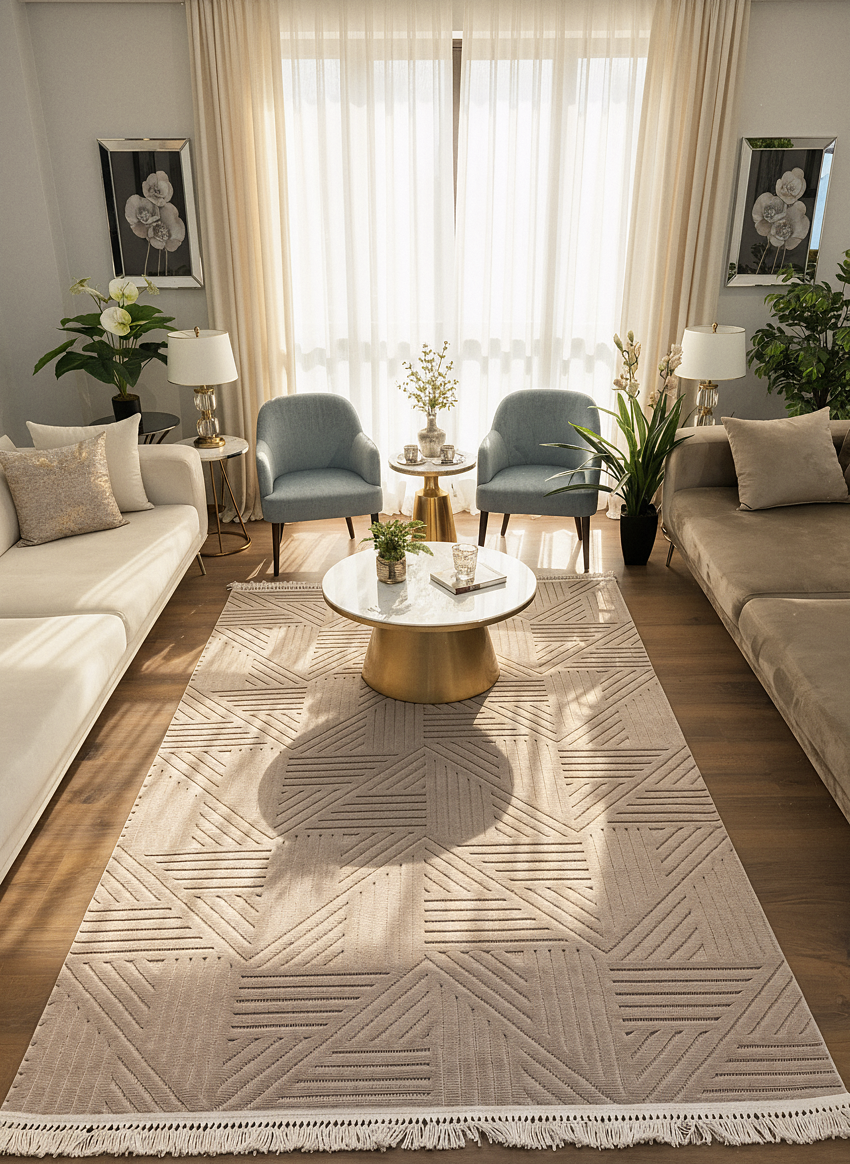 MİLAS C11-VİZON Kabartmalı Modern Geometrik Desenli Salon Koridor Mutfak Halısı