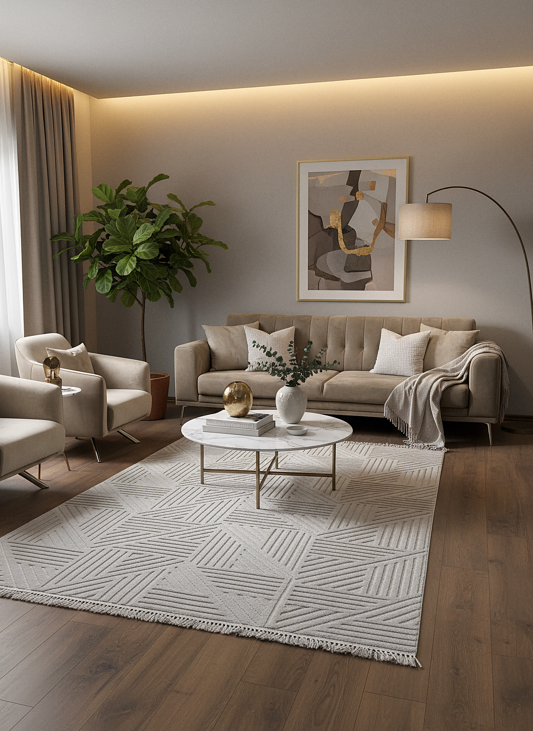 MİLAS C15-GRİ Kabartmalı Modern Geometrik Desenli Salon Koridor Mutfak Halısı